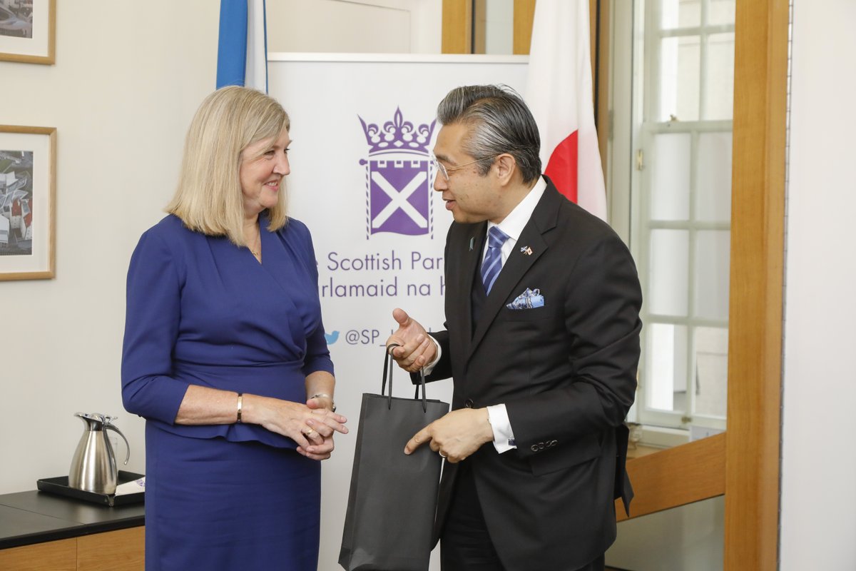A pleasure to welcome <a href="/AmbJapanUK/">Hiroshi Suzuki</a>, Japanese Ambassador to the United Kingdom <a href="/JAPANinUK/">Embassy of Japan UK</a>, on his first visit to @scotparl.