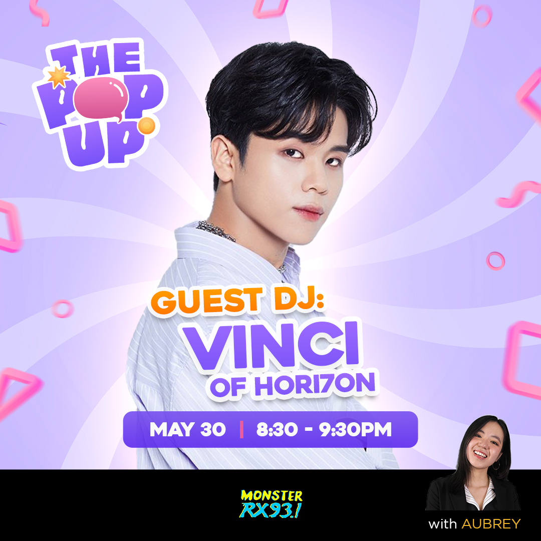 Don't forget your days — we have a guest DJ this Friday! 😉

ANCHORs! <a href="/HORI7ONofficial/">HORI7ONofficial</a>'s leader Vinci is hitting the airwaves with Aubrey on #ThePopUp to show his charm that you don't want to miss 🎙️ #HORI7ON

Listen via radio or rx931.com/Streaming 📻 #RX931 #IAmAMonster