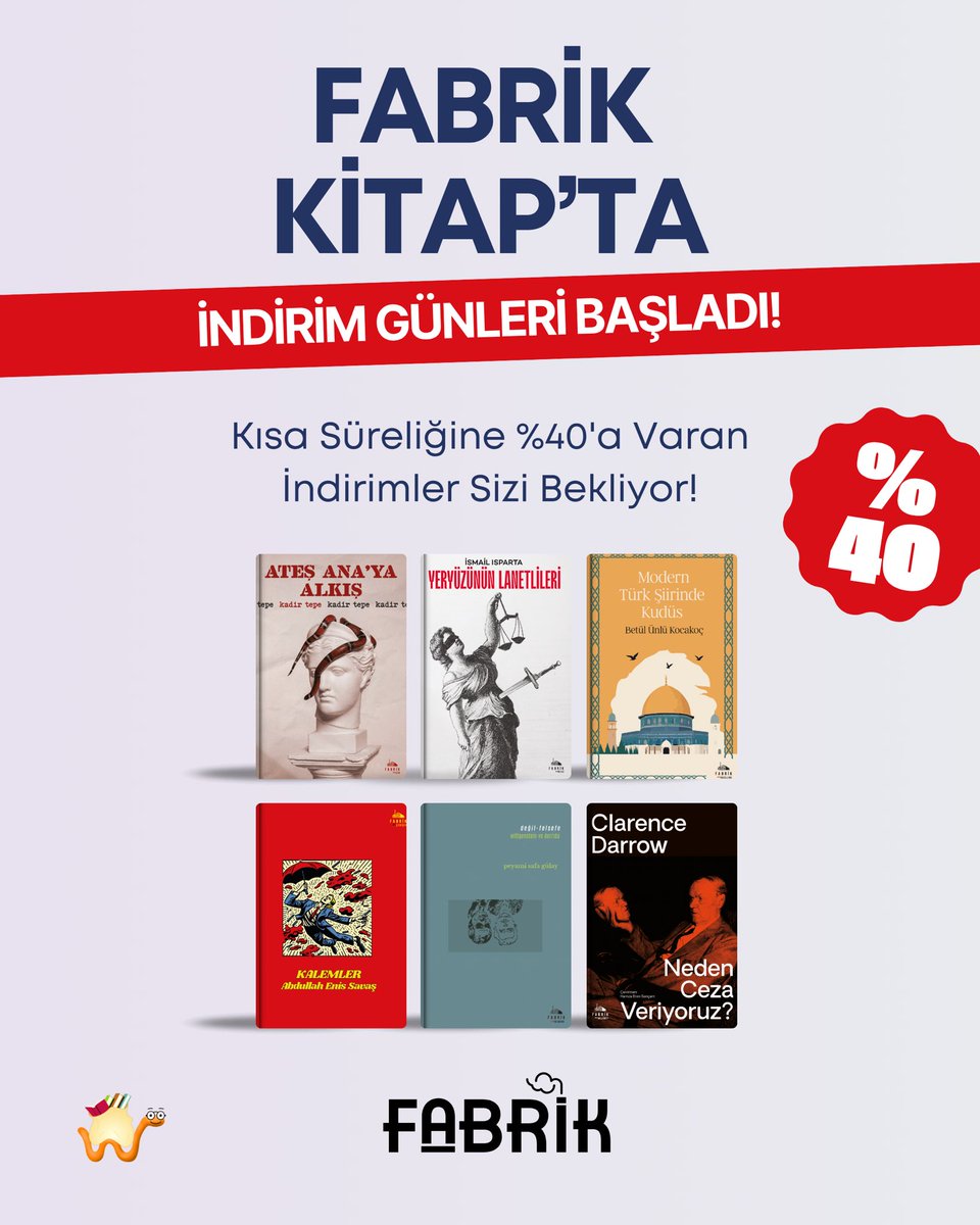 📣 Fabrik Kitap’ta İndirim Günleri Başladı! 📚✍🏼🔖

🚨 Kısa bir süreliğine de olsa, kitaplığınıza yeni dostlar eklemenin tam zamanı. 💳 %40’a varan indirimlerle birbirinden güzel kitaplar sizi bekliyor. 🪂

🔗 Tık: l24.im/p5bH

Her şey #YeniBirKumaş 🏭 için.