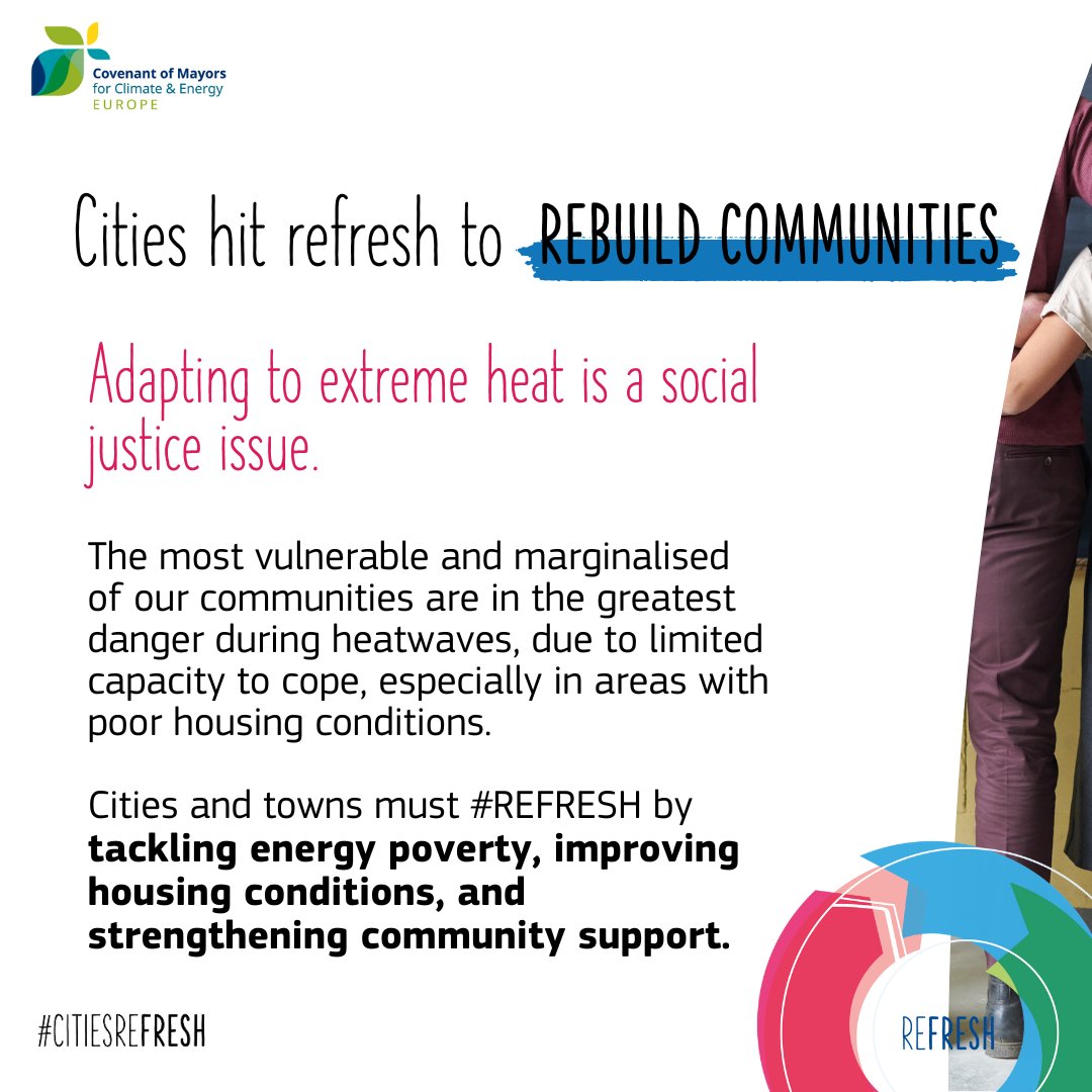 Global Covenant (@mayors4climate) on Twitter photo ๐ก๏ธ Extreme heat doesnโt hit everyone the same!
Outdoor workers, the elderly, children, and people in energy poverty face the highest risks.
๐๏ธ Cities are stepping up with heat action plans, shaded spaces & targeted support. Let's REbuild communities!
๐eu-mayors.ec.europa.eu/en/Cities-Refrโฆ ๐ก๏ธ Extreme heat doesnโt hit everyone the same!
Outdoor workers, the elderly, children, and people in energy poverty face the highest risks.
๐๏ธ Cities are stepping up with heat action plans, shaded spaces & targeted support. Let's REbuild communities!
๐eu-mayors.ec.europa.eu/en/Cities-Refrโฆ