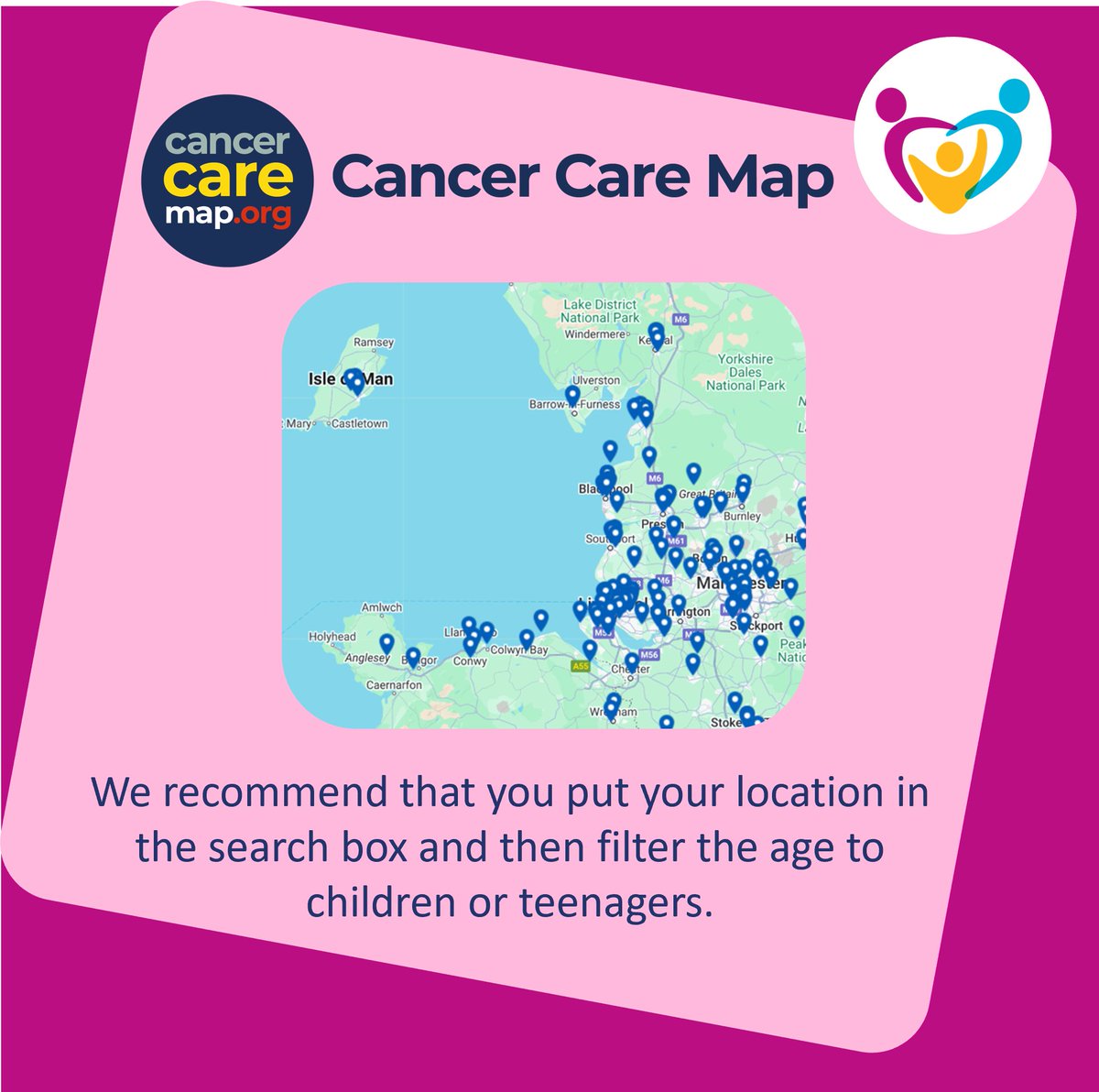 The team at the <a href="/CancerCareMap/">Cancer Care Map</a> have been working hard to update the map to include services that support children and young people 💛

Big thank you to the network's task and finish group for making this possible!

#nwccodn #childrenscancer