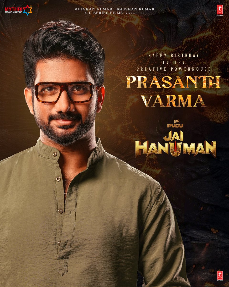 Mythri Movie Makers (@mythriofficial) on Twitter photo Wishing the creative powerhouse, director <a href="/PrasanthVarma/">Prasanth Varma</a> a very Happy Birthday ❤🔥
May your craft and stellar vision reach millions across the globe with the blessings of Lord Hanuman ✨
#JaiHanuman
<a href="/shetty_rishab/">Rishab Shetty</a> <a href="/ThePVCU/">Prasanth Varma Cinematic Universe</a> @Tseries #TSeriesFilms Wishing the creative powerhouse, director <a href="/PrasanthVarma/">Prasanth Varma</a> a very Happy Birthday ❤🔥
May your craft and stellar vision reach millions across the globe with the blessings of Lord Hanuman ✨
#JaiHanuman
<a href="/shetty_rishab/">Rishab Shetty</a> <a href="/ThePVCU/">Prasanth Varma Cinematic Universe</a> @Tseries #TSeriesFilms