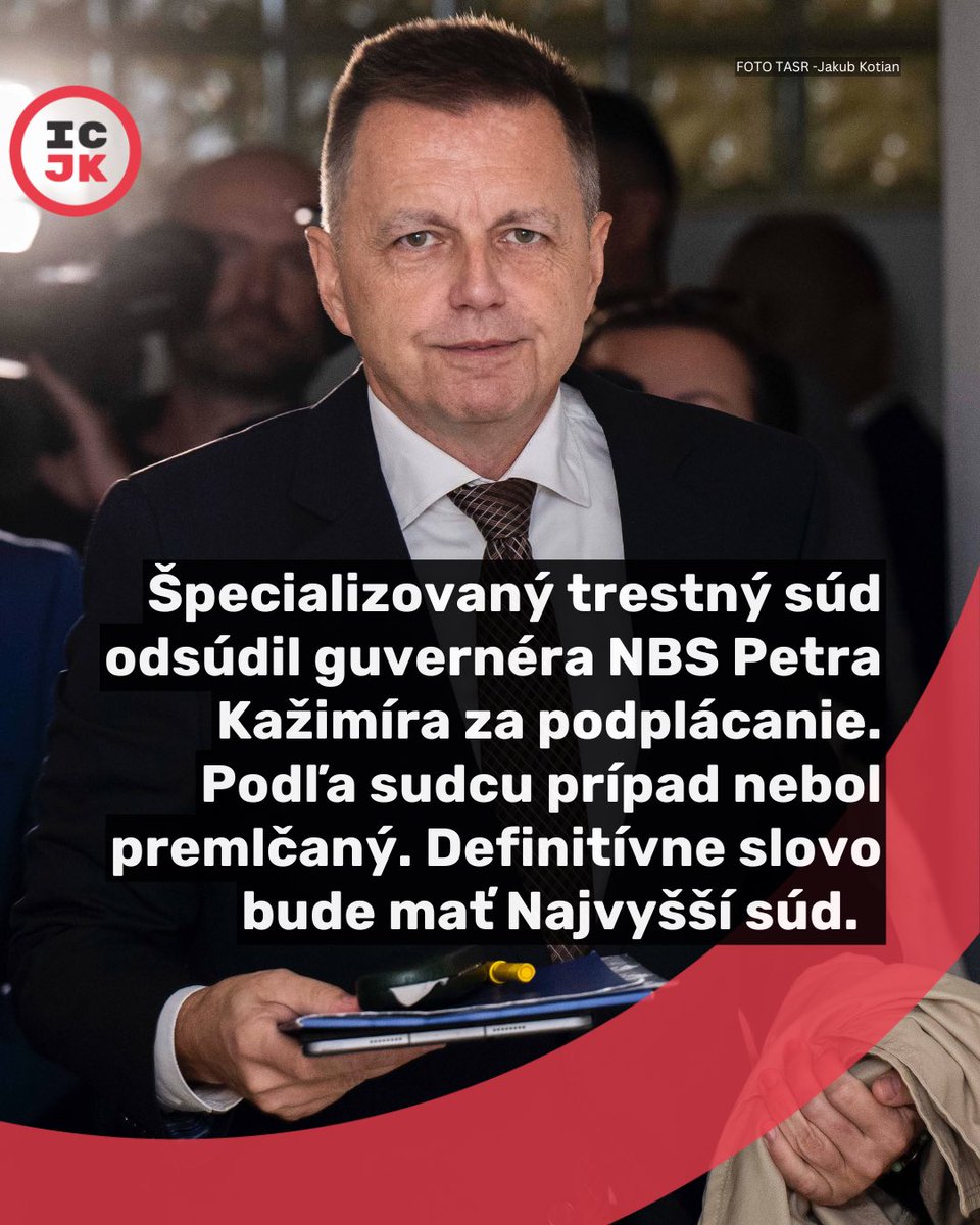 Špecializovaný trestný súd odsúdil guvernéra NBS Petra Kažimíra za podplácanie. Podľa sudcu prípad nebol premlčaný. Definitívne slovo bude mať Najvyšší súd.

Prečítajte si náš text o vile vo Francúzsku

icjk.sk/359/Vilu-vo-Fr…