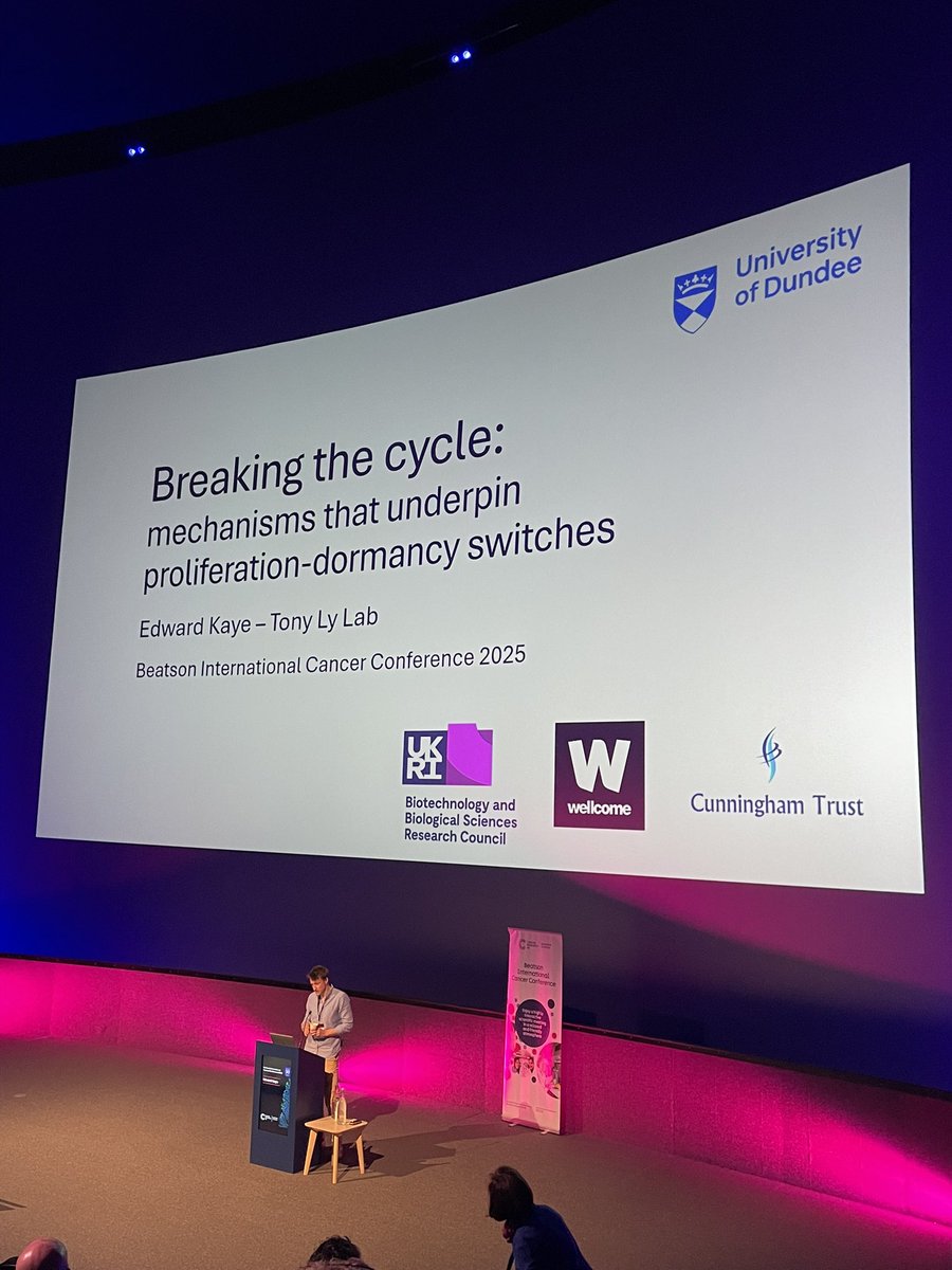 CRUK Scotland Inst (@cruk_si) on Twitter photo Next we have Edward Kaye from <a href="/dundeeuni/">University of Dundee</a> presenting on behalf of the <a href="/_tonyly/">Tony Ly</a> lab on their work investigating the mechanisms that underpin cell proliferation-dormancy switches
<a href="/UoDLifeSciences/">UoD Life Sciences</a> | #BICC2025 Next we have Edward Kaye from <a href="/dundeeuni/">University of Dundee</a> presenting on behalf of the <a href="/_tonyly/">Tony Ly</a> lab on their work investigating the mechanisms that underpin cell proliferation-dormancy switches
<a href="/UoDLifeSciences/">UoD Life Sciences</a> | #BICC2025