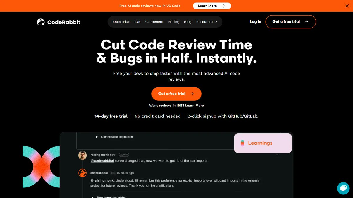 halo_tool's tweet image. &quot;🚨DEVS! Meet your new AI code review BFF – CodeRabbit slays 95% of bugs before coffee break! ☕️🐇 Instant fixes, PR summaries &amp;amp; standup reports auto-magically. Git integration so smooth it&apos;ll make your IDE jealous.
halotool.com/tool/coderabbit
#halotool #AICodeReviews