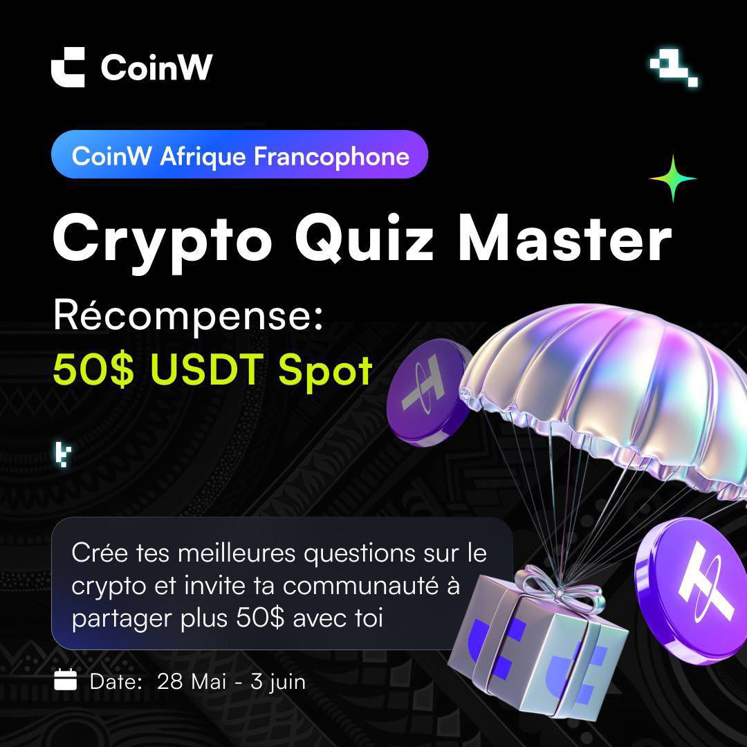 Coinw_Afrique's tweet image. 🎉Tu veux gagner 50$ USDT juste en posant des questions ?
Alors deviens le Crypto Quiz Master

Le deal est simple :

1️⃣Balance chaque jour 3 à 5 questions crypto dans le groupe CoinW Telegram
2️⃣Invite un max de monde à rejoindre et répondre avec #QuizMaster
3️⃣Le quiz qui buzz =…