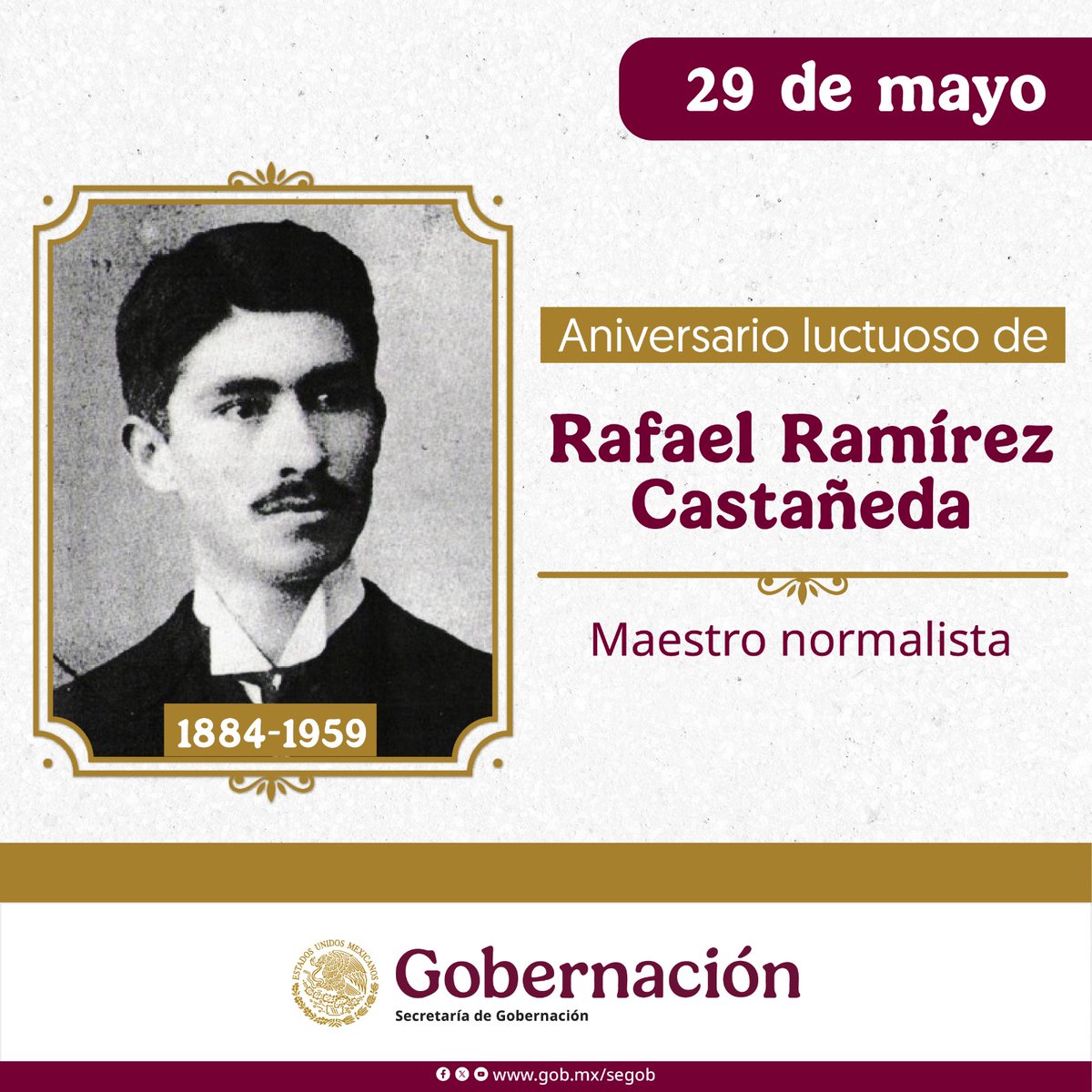 Hoy conmemoramos el 66 aniversario luctuoso del maestro normalista veracruzano, Rafael Ramírez Castañeda, quien impulsó la escuela rural y creó programas docentes enfocados a las infancias y personas adultas del campo.
Sus restos descansan en la Rotonda de las Personas Ilustres.