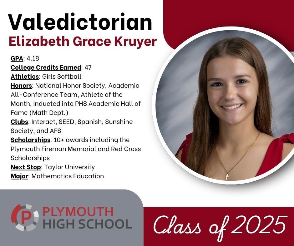 Congratulations to the Class of 2025 Valedictorian, Elizabeth (Gracie)  Kruyer.