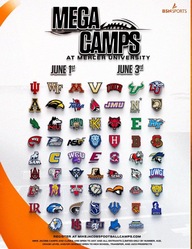 Jaxon Harshman (@jaxonharshman) on Twitter photo EXCITED to be attending the <a href="/MercerFootball/">Mercer Football</a> Football Mega camp on June 3rd.
<a href="/CoachMO_13/">Michael Owens SR</a>
<a href="/mwilliams7474/">Maurice Williams</a>
<a href="/CoachHeldreth/">Jordan Heldreth</a>
<a href="/coachkstrong/">K. Strong</a>
<a href="/ertonnchatelain/">Ertonn Chatelain, MBA</a> EXCITED to be attending the <a href="/MercerFootball/">Mercer Football</a> Football Mega camp on June 3rd.
<a href="/CoachMO_13/">Michael Owens SR</a>
<a href="/mwilliams7474/">Maurice Williams</a>
<a href="/CoachHeldreth/">Jordan Heldreth</a>
<a href="/coachkstrong/">K. Strong</a>
<a href="/ertonnchatelain/">Ertonn Chatelain, MBA</a>