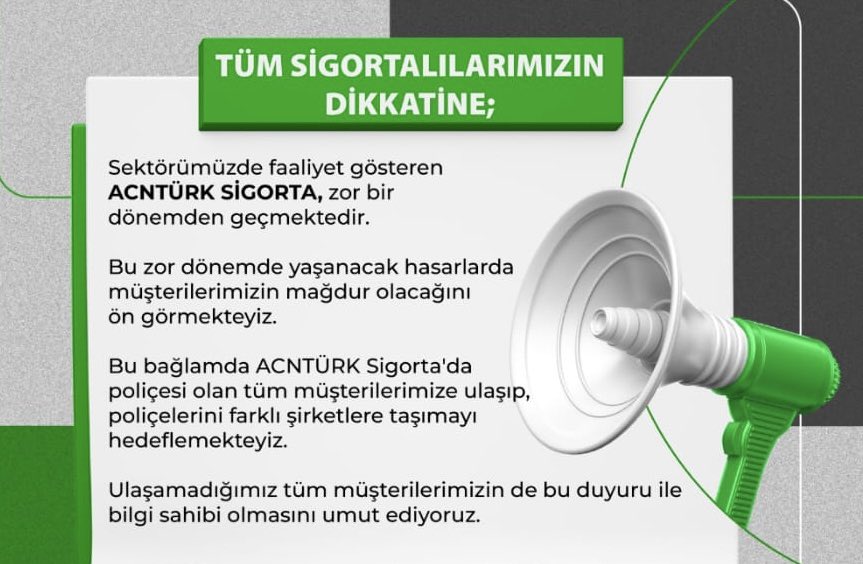 Duyuru: 📣 AcnTürk Sigorta hk.