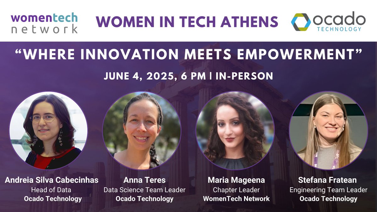 🌐 Join WomenTech Network &amp; Ocado Technology in Athens

📍 Athens (address will be shared upon approval)
📅 June 4, 2025, 6 PM

📌 Attendance is limited. Approved guests will receive confirmation via email.

👉 Apply to join: womentech.net/events/women-i…