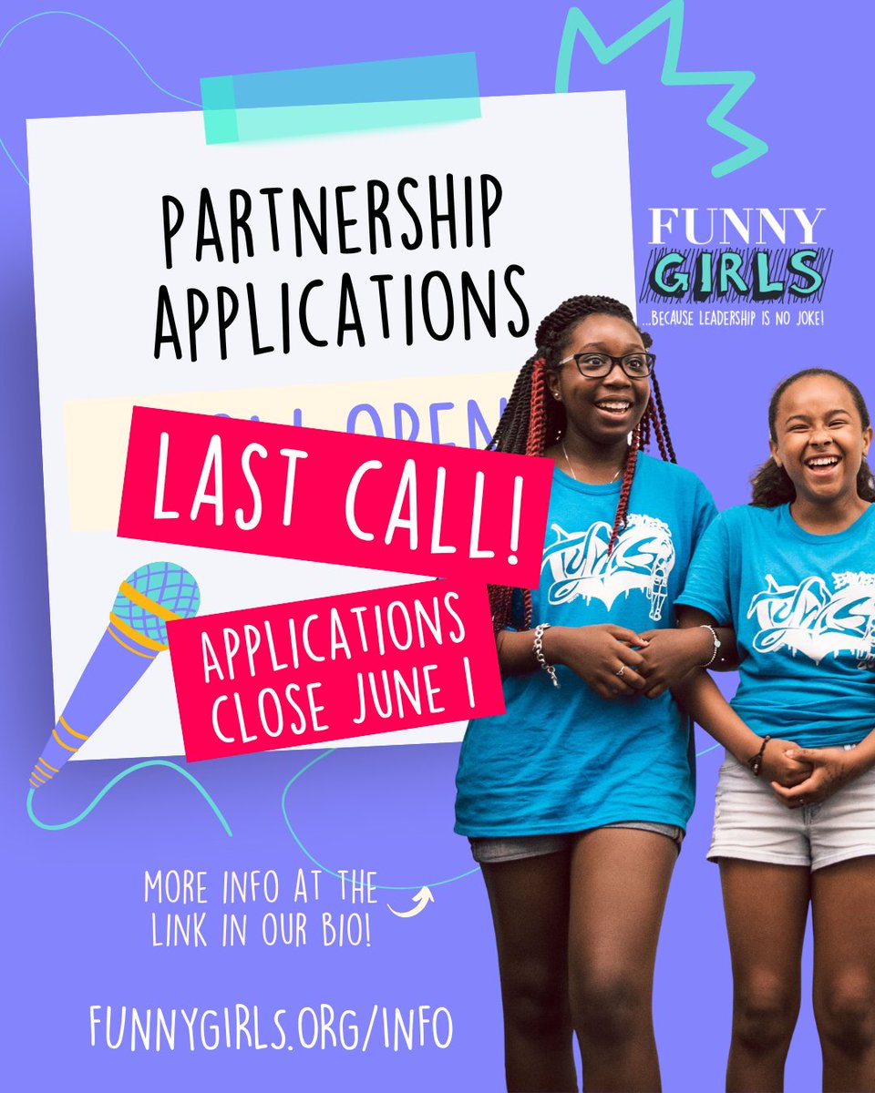 You've only got a few days left to have your school or program join up with us for the next school year! Find out more: funnygirls.org/info, link in our bio!