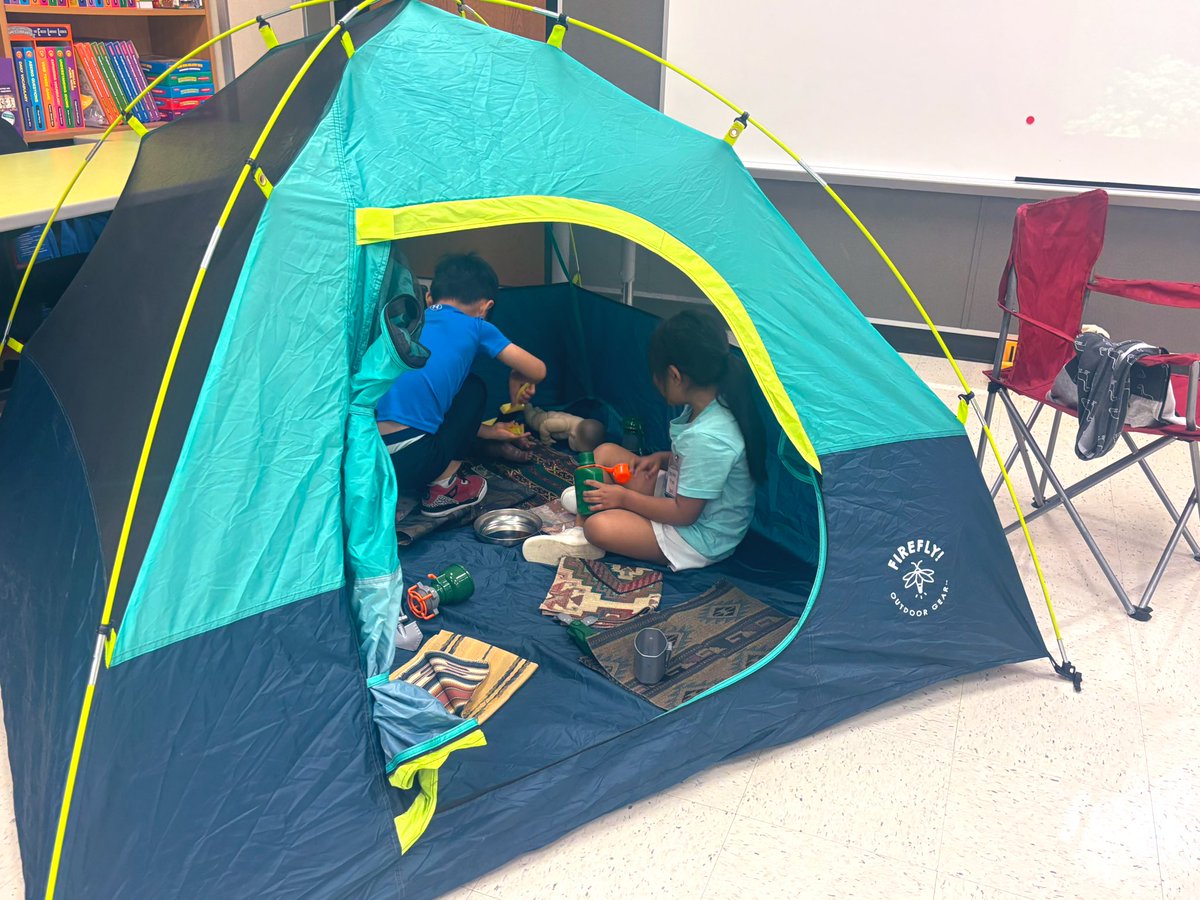 First Day of Early Childhood Summer School is off to a terrific start!  
🏕️Interactive read alouds
 ☀️Vocabulary instruction 
🌳Establishing classroom culture 
😎 Campsite play-based learning
#onelisd #lisdpk #earlyed #prek