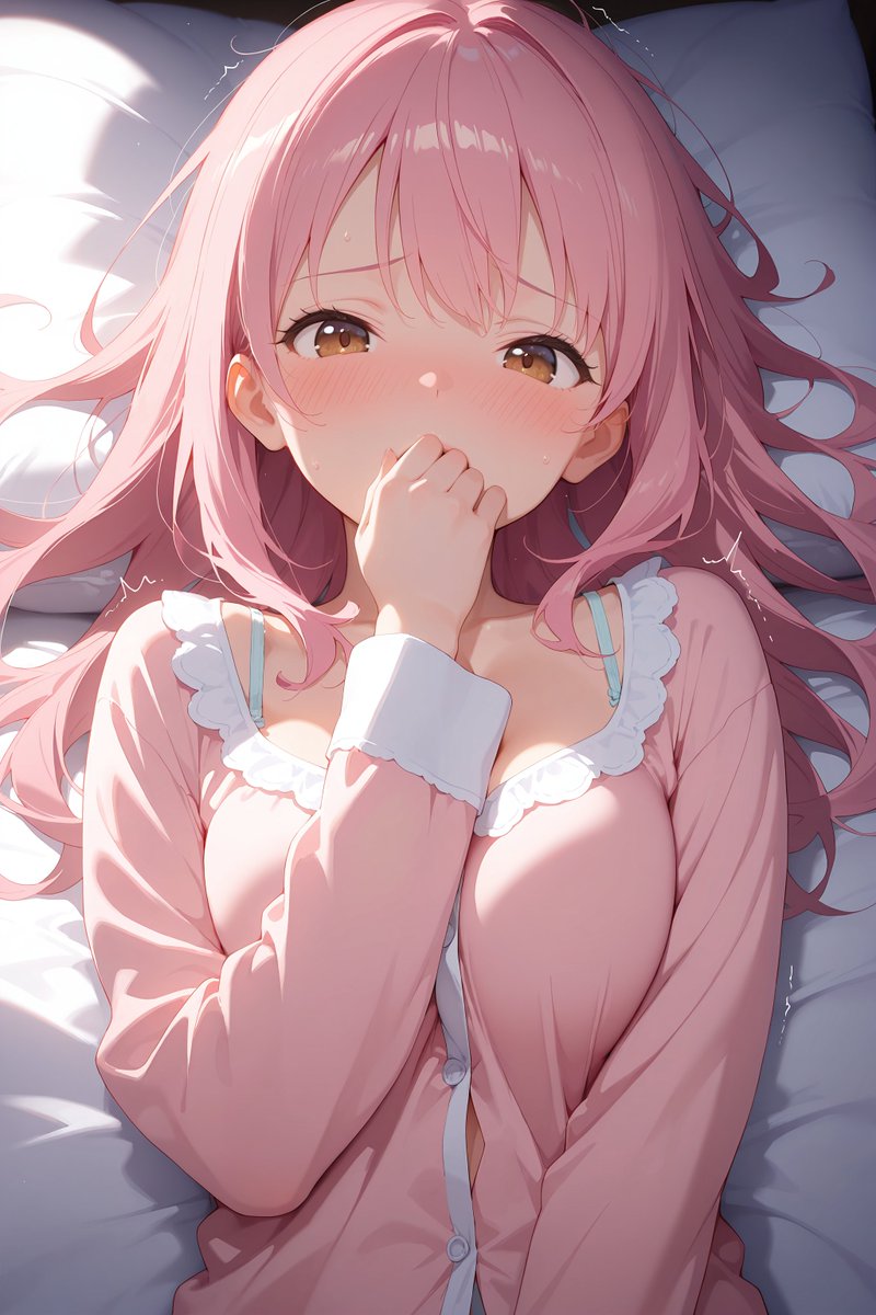 こんばんわ～✨

怖い夢でも見ちゃったんですかねぇ？🤔
それとも…😌

今日もお疲れさまでした～💕
#AIイラスト #AIart