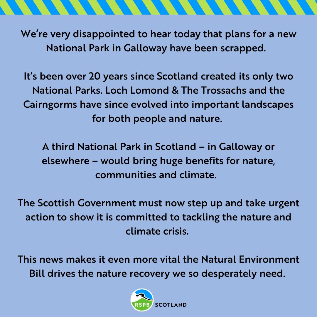 Our reaction to the Scottish Government's decision not to continue with a new National Park in Galloway.