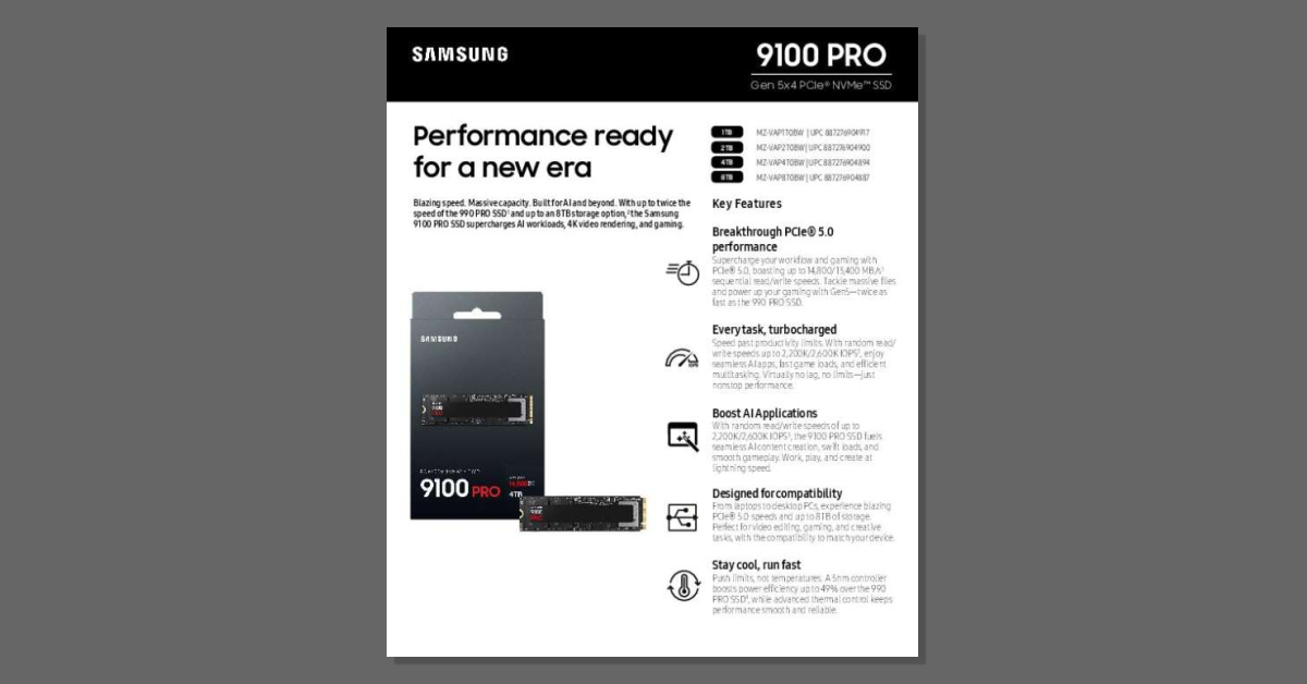 Arday Ardayfio (@mrarday) on Twitter photo Twice the speed. 8TB capacity. Built for AI and beyond. See how the #SamsungSSD 9100 PRO fuels serious performance. <a href="/SamsungUS/">Samsung US</a> stuf.in/bgfxd6 Twice the speed. 8TB capacity. Built for AI and beyond. See how the #SamsungSSD 9100 PRO fuels serious performance. <a href="/SamsungUS/">Samsung US</a> stuf.in/bgfxd6