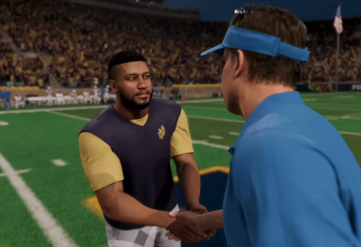 Notre Dame head coach Marcus Freeman in the CFB26 trailer ☘️