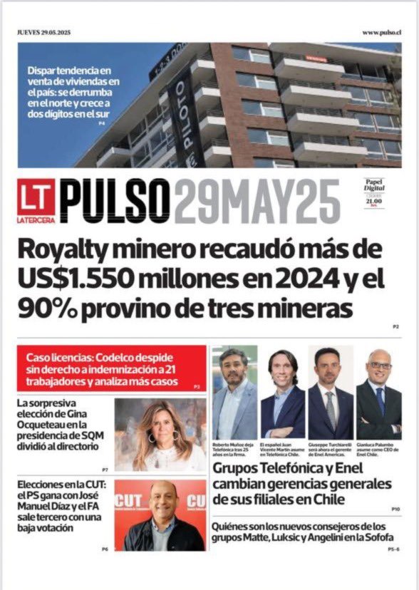 Con mucho orgullo les cuento que soy autor de la ley de royalty minero que hoy permite que Chile recaude más de US$1.550 millones, como informa LT Pulso.
Esta ley es un paso fundamental para que nuestras riquezas naturales beneficien a todos los chilenos y chilenas, no solo a
