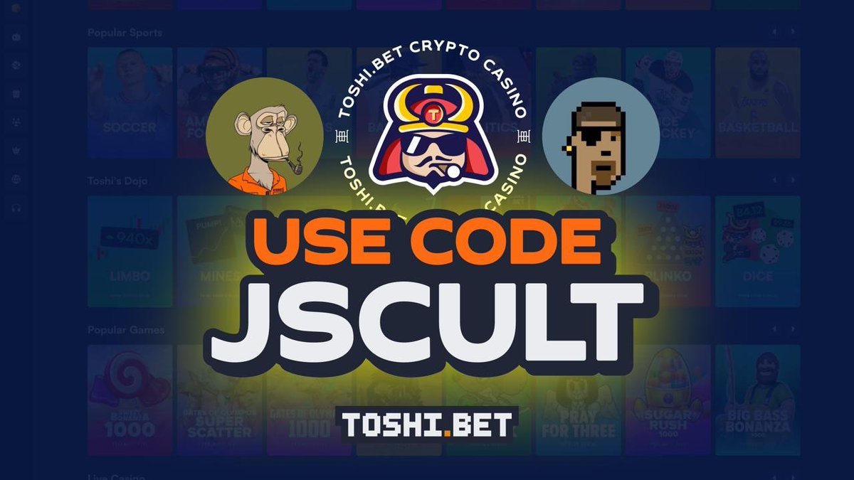 Jeremy (@jeremyybtc) on Twitter photo Just partnered with <a href="/ToshiBet/">Toshi.bet πΊ</a>, the most rewarding non KYC casino out there
Massive $GAMBLE airdrop coming soon for all active users
Use code 'JSCULT': toshi.bet/r/jscult for juicy rewards
200% on 1st deposit, 150% on 2nd, 100% on 3rd. +50% rakeback boost for 3 days Just partnered with <a href="/ToshiBet/">Toshi.bet πΊ</a>, the most rewarding non KYC casino out there
Massive $GAMBLE airdrop coming soon for all active users
Use code 'JSCULT': toshi.bet/r/jscult for juicy rewards
200% on 1st deposit, 150% on 2nd, 100% on 3rd. +50% rakeback boost for 3 days