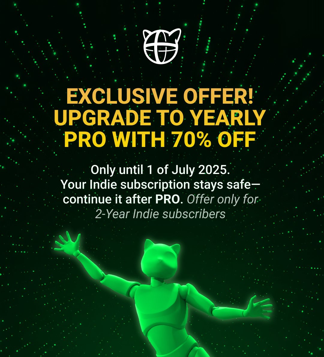 EugeneDyabin's tweet image. Only for early adopters of #Cascadeur who have a 2-year Indie subscription
cascadeur.com/twoyearsusers/…