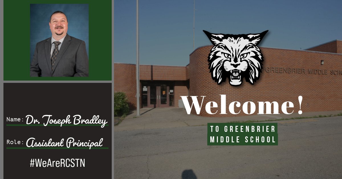 Dr. Joseph Bradley has been appointed as Assistant Principal of Greenbrier Middle School for the upcoming school year.

rcstn.net/district-news-…