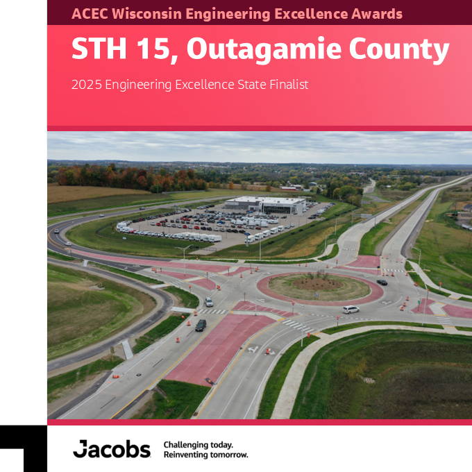 Jacobs (@jacobsconnects) on Twitter photo We transformed <a href="/WisconsinDOT/">Wisconsin DOT</a>’s STH 15 corridor into a safer, more connected highway—complete with a new roundabout, multi-use trail & improved access.
More on the <a href="/ACECWisconsin/">ACEC Wisconsin</a> state finalist: jcob.co/bT7T50VXxoi 🏆 We transformed <a href="/WisconsinDOT/">Wisconsin DOT</a>’s STH 15 corridor into a safer, more connected highway—complete with a new roundabout, multi-use trail & improved access.
More on the <a href="/ACECWisconsin/">ACEC Wisconsin</a> state finalist: jcob.co/bT7T50VXxoi 🏆