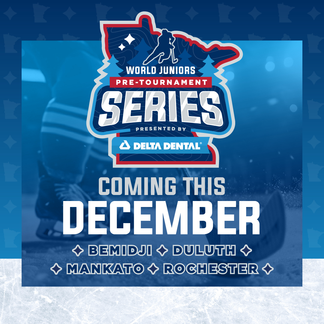 The road to gold runs through MN 🏒🥇

Bemidji, Duluth, Mankato &amp; Rochester will host the World Juniors Pre-Tournament Series presented by @DeltaDentalMN ahead of the 50th 2026 World Juniors Tournament. 

🎟️ Schedules + tickets coming this fall. Sign-up ↪️ mnse.co/pre-tournament