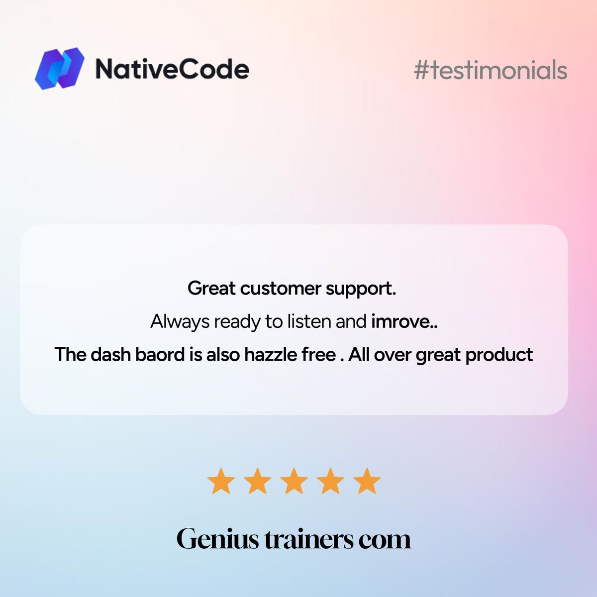 NativeCodeIn's tweet image. ✋ Don't scroll anymore! 🛑
🌟 It's Worthy 🌟
🔗 Check our GoBiz here - cutt.ly/8rpOYCJZ
#SaaS #NativeCode #ClientFeedback