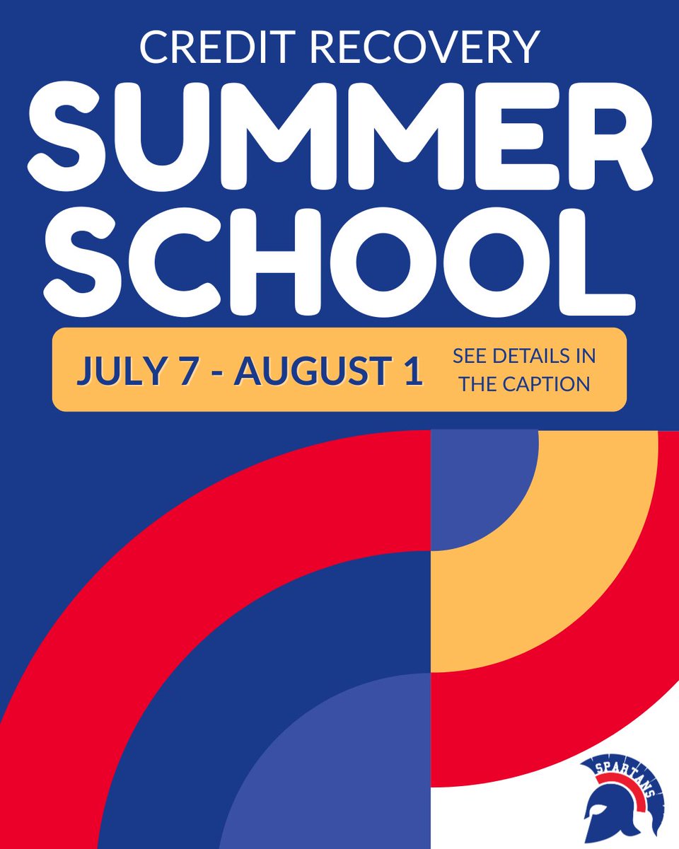 Sanderson High School (@spartantweets) on Twitter photo CREDIT RECOVERY - SUMMER SCHOOL APPLICATION NOW OPEN
July 7 - August 1 at Sanderson HS
Due by June 27 - no exceptions
Details can be found in the application form:
bit.ly/SHS_SUMMERSCHO…
Questions? Contact Mr. Risso at jrisso@wcpss.net CREDIT RECOVERY - SUMMER SCHOOL APPLICATION NOW OPEN
July 7 - August 1 at Sanderson HS
Due by June 27 - no exceptions
Details can be found in the application form:
bit.ly/SHS_SUMMERSCHO…
Questions? Contact Mr. Risso at jrisso@wcpss.net