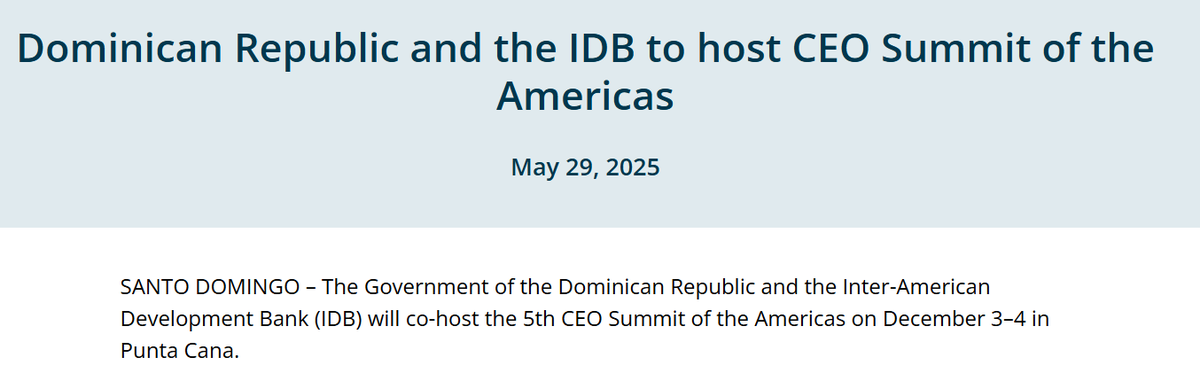 Ilan Goldfajn (@igoldfajn) on Twitter photo .<a href="/the_IDB/">Inter-American Development Bank</a> and 🇩🇴 will host the CEO Summit of the Americas later this year! We’ll bring together top business leaders and Heads of State to advance private sector–led development. Discussions will center on critical minerals, enabling conditions for investment- including security- .<a href="/the_IDB/">Inter-American Development Bank</a> and 🇩🇴 will host the CEO Summit of the Americas later this year! We’ll bring together top business leaders and Heads of State to advance private sector–led development. Discussions will center on critical minerals, enabling conditions for investment- including security-