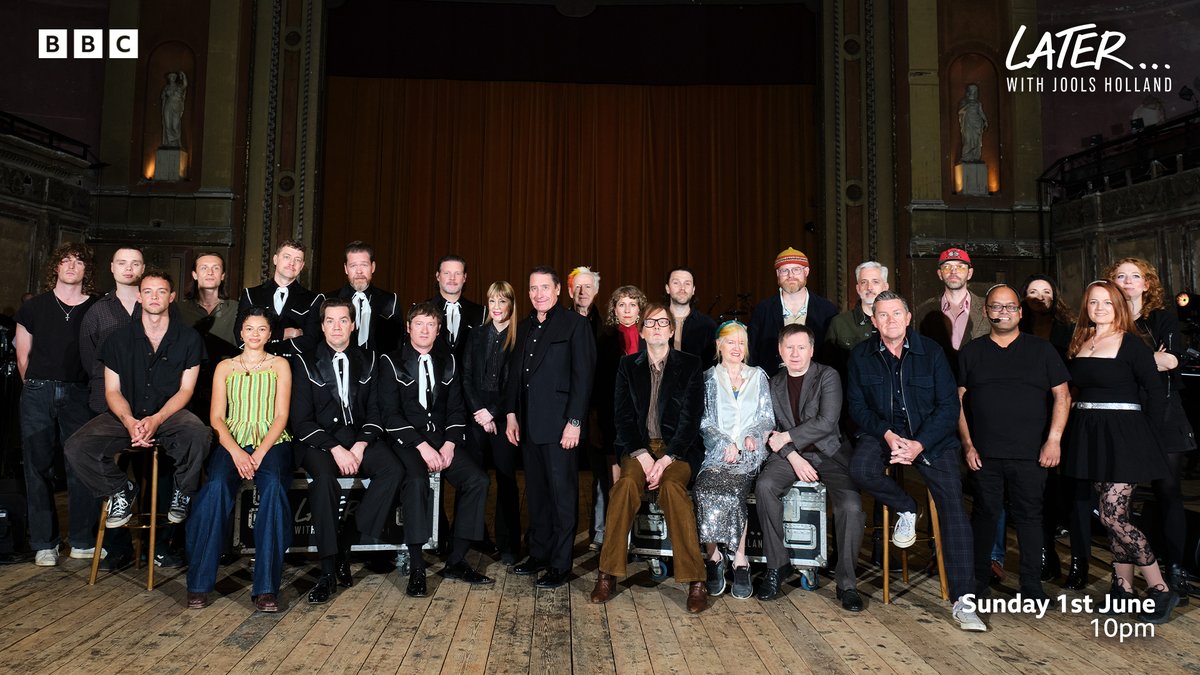 Alexandra Palace (@yourallypally) on Twitter photo 🎶 A magical night of music awaits once again, direct from our Theatre, on <a href="/BBCLater/">Later...with Jools Holland on BBC Two</a>... with Jools Holland ✨
Join us at 10pm on Sunday 1 June on <a href="/BBCTwo/">BBC Two</a> and @bbciplayer if you don't want to miss:
<a href="/welovepulp/">Pulp</a>
<a href="/TheHives/">The Hives</a>
<a href="/suzyv/">Suzanne Vega</a>
<a href="/nectarwoode/">Nectar Woode</a>
<a href="/wunderhorse/">Wunderhorse</a> 🎶 A magical night of music awaits once again, direct from our Theatre, on <a href="/BBCLater/">Later...with Jools Holland on BBC Two</a>... with Jools Holland ✨
Join us at 10pm on Sunday 1 June on <a href="/BBCTwo/">BBC Two</a> and @bbciplayer if you don't want to miss:
<a href="/welovepulp/">Pulp</a>
<a href="/TheHives/">The Hives</a>
<a href="/suzyv/">Suzanne Vega</a>
<a href="/nectarwoode/">Nectar Woode</a>
<a href="/wunderhorse/">Wunderhorse</a>