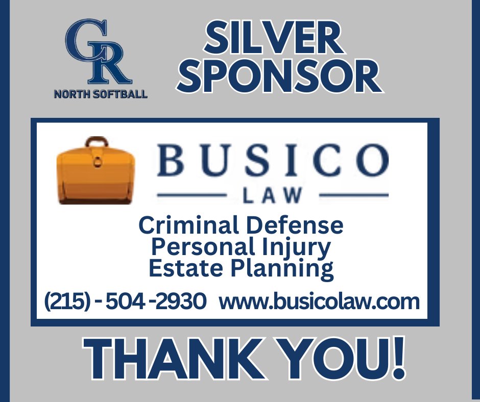 🎉 Thank you to our Silver Sponsor, Louis Buscio Law, for supporting CRN Softball this season! ⚾️🙌 Your generosity helps make our team stronger both on and off the field. 💪⚖️

#ThankYouSponsor #CRNSoftball #CommunitySupport #LouisBuscioLaw