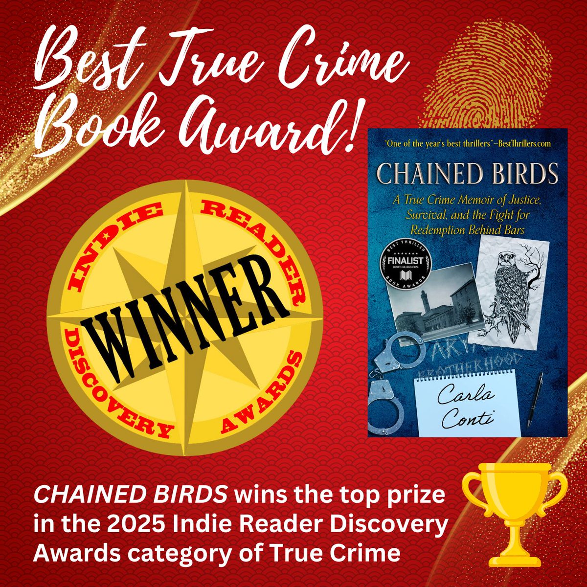 Carla Conti (@carlajeanconti) on Twitter photo ππHoly guacamole! <a href="/IndieReader/">IndieReader</a> just named #ChainedBirds its 2025 top #TRUECRIME BOOK AWARD WINNER, and I'm over the π βΌοΈ (Also impressed I kept this secret for more than a week π±) Thank you, judges, for giving my book its 3rd #TrueCrimeBookAward this month. π«Ά Congrats to all ππHoly guacamole! <a href="/IndieReader/">IndieReader</a> just named #ChainedBirds its 2025 top #TRUECRIME BOOK AWARD WINNER, and I'm over the π βΌοΈ (Also impressed I kept this secret for more than a week π±) Thank you, judges, for giving my book its 3rd #TrueCrimeBookAward this month. π«Ά Congrats to all