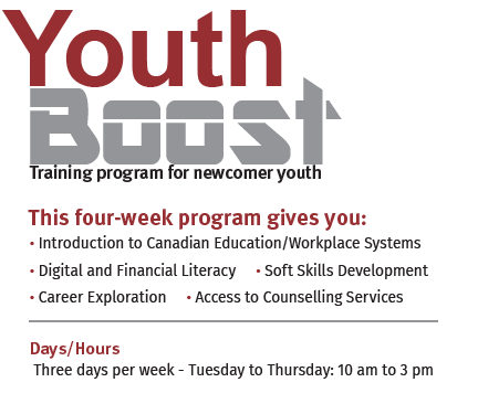 Attention Newcomer Youth! 
Are you out of school and out of work? Join our Youth Boost Training Program!
Contact Sherry: 416-320-3722 / Sherry.Ilahibaksh@tngcs.org
#EmploymentServices #DecentWork #EmploymentOntarioToronto #tngcommunityTO #JobHouse