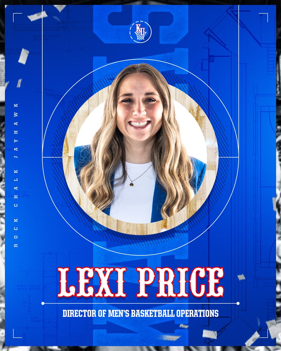 Kansas Men’s Basketball (@kuhoops) on Twitter photo Coach Self has elevated Lexi Price to Kansas Men’s Basketball Director of Operations 🔴🔵
#RockChalk x <a href="/lexiprice22/">Lexi Price</a> Coach Self has elevated Lexi Price to Kansas Men’s Basketball Director of Operations 🔴🔵
#RockChalk x <a href="/lexiprice22/">Lexi Price</a>