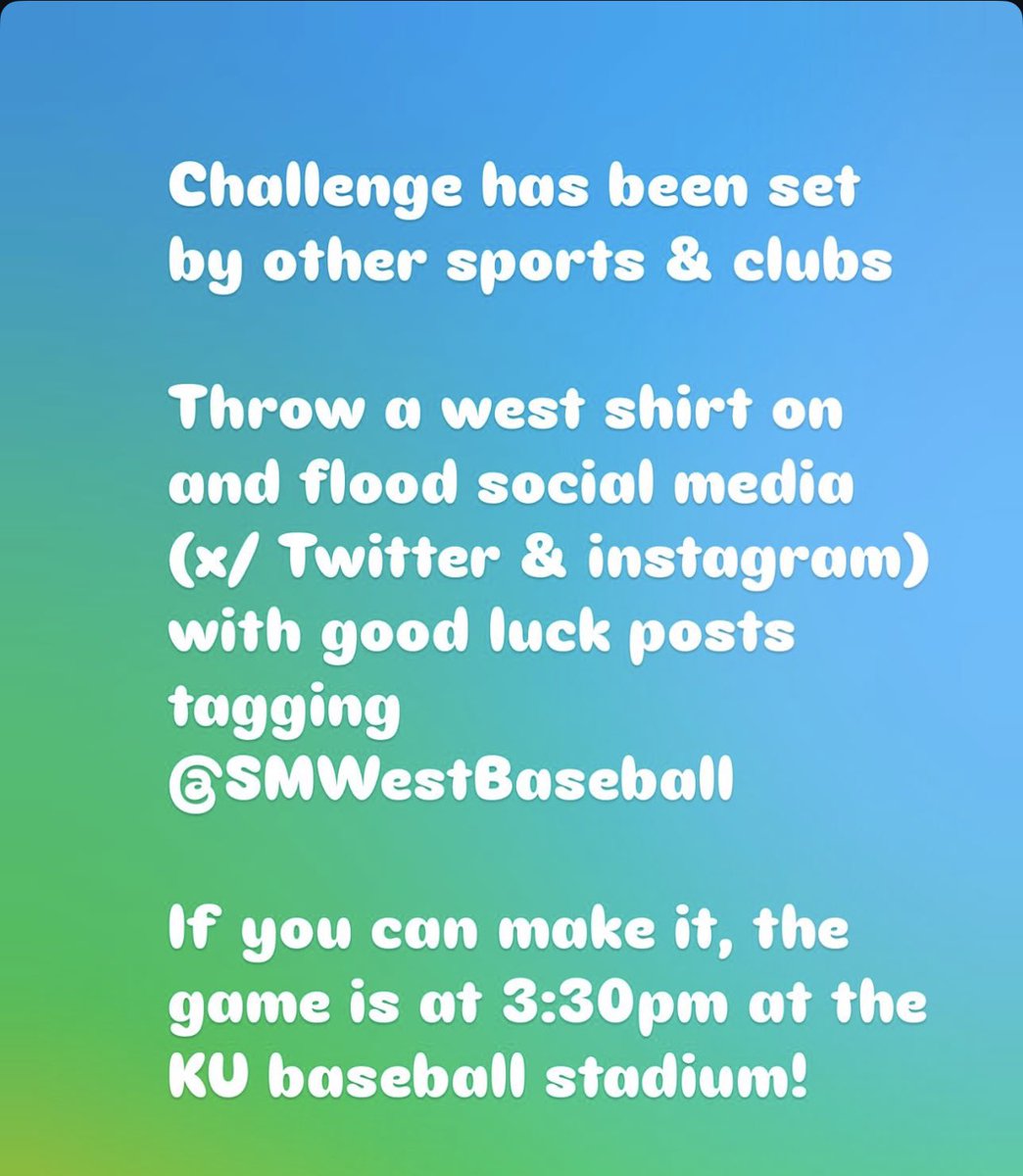 Let’s support <a href="/SMWestBaseball/">SM West Baseball</a> 😎⚾️