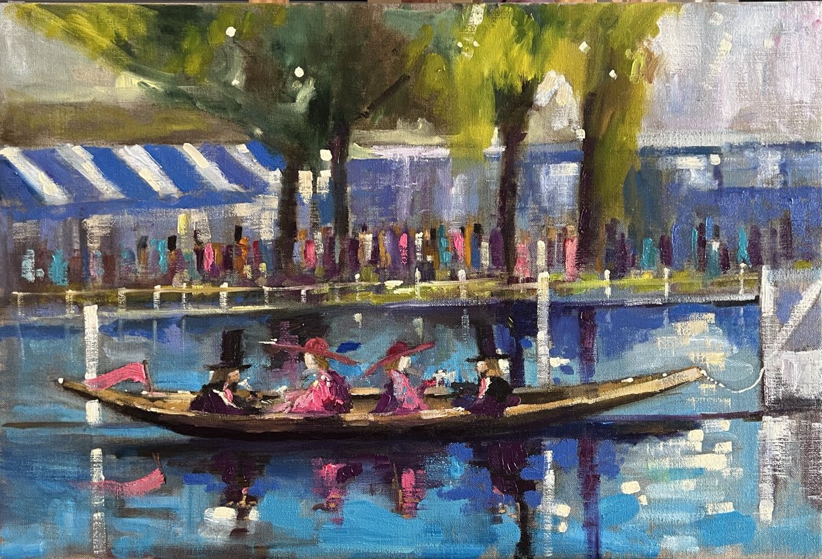 Oil on linen. “Usual Seats” Henley Royal Regatta ,now lives in Florida. 
I’m also pleased to share I’ll be painting live in the Royal Stewards on the Friday of Regatta this year.