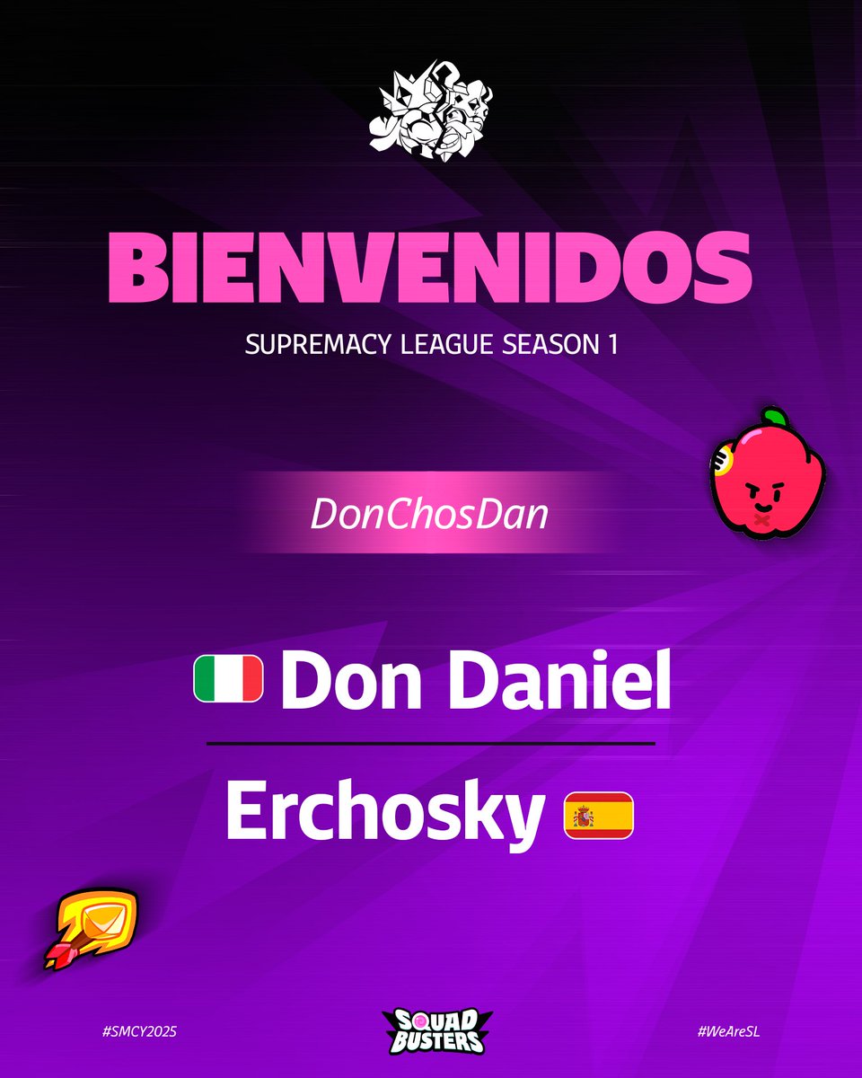 Supremacy League (@cr_supremacy) on Twitter photo 🟣 𝐎𝐅𝐅𝐈𝐂𝐈𝐀𝐋 𝐏𝐑𝐄𝐒𝐄𝐍𝐓𝐀𝐓𝐈𝐎𝐍 𝟐/𝟐𝟎 ⚔️
🎯 DonChosDan 🗣️
Tenemos a un creador de contenido veterano y otro prodigio italiano unidos para este desafío! 💪🏻
Roster:
CC: <a href="/ErChosky/">El Chosky de los Choskys</a> 🇪🇸
Jugador competitivo: <a href="/dondanielsb/">Spz | Dondaniel77</a> 🇮🇹
Bienvenidos y buena suerte! ¡NOS VEMOS EN LA 🟣 𝐎𝐅𝐅𝐈𝐂𝐈𝐀𝐋 𝐏𝐑𝐄𝐒𝐄𝐍𝐓𝐀𝐓𝐈𝐎𝐍 𝟐/𝟐𝟎 ⚔️
🎯 DonChosDan 🗣️
Tenemos a un creador de contenido veterano y otro prodigio italiano unidos para este desafío! 💪🏻
Roster:
CC: <a href="/ErChosky/">El Chosky de los Choskys</a> 🇪🇸
Jugador competitivo: <a href="/dondanielsb/">Spz | Dondaniel77</a> 🇮🇹
Bienvenidos y buena suerte! ¡NOS VEMOS EN LA