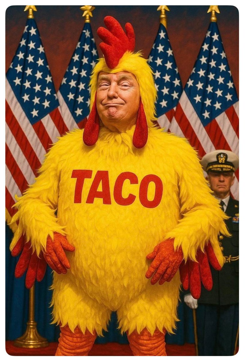Trump
Always 
Chickens 
Out
#TrumpAlwaysChickensOut #TrumpIsUnfitForOffice #TrumpisaNationalDisgrace 
#TrumpTariffs 
#TACO #tacotrump #loser