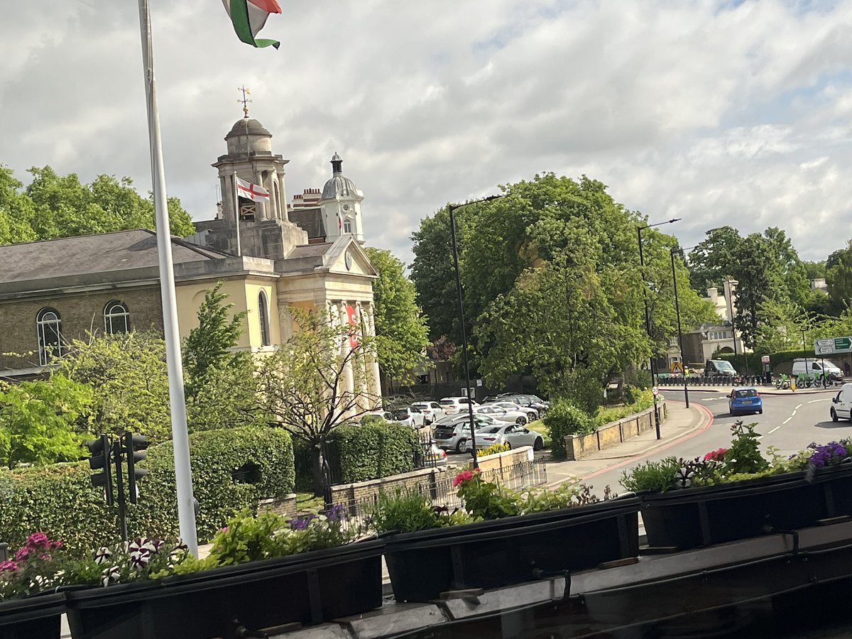 Proper English breakfast, finally, with the room &amp; restaurant overlooking the #Lords cricket 🏏 ground! #StJohnsWood #London