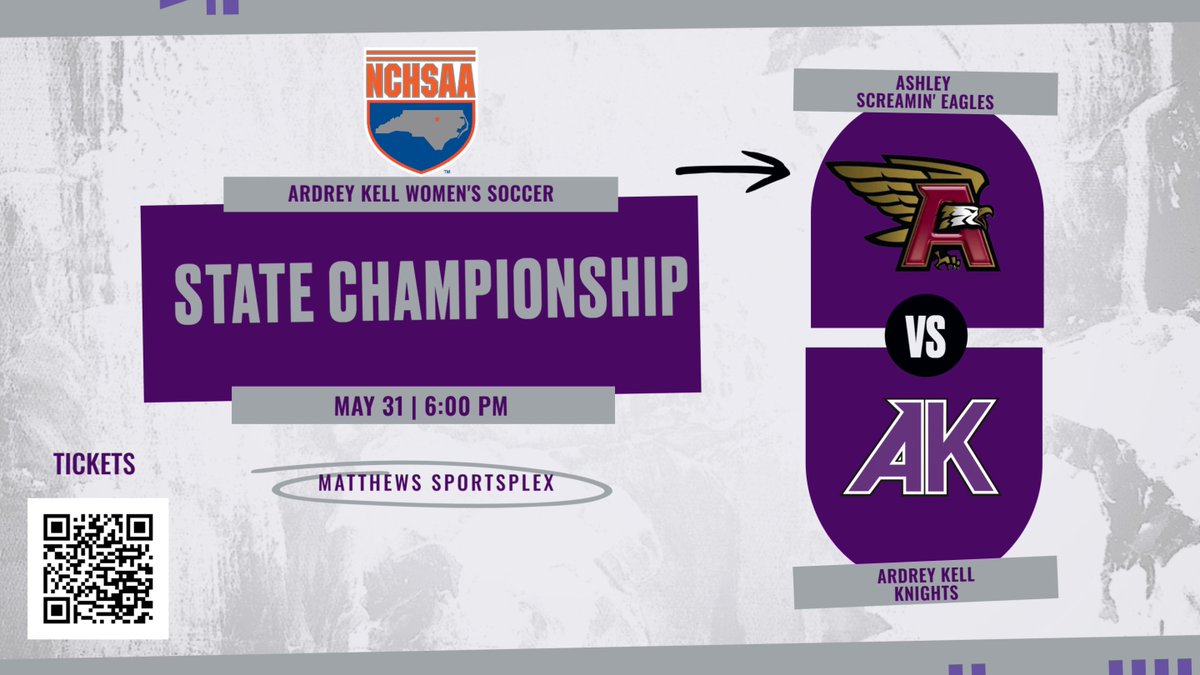 Spectator Tips for Saturday

Ardrey Kell will be in white uniforms &amp; designated the visiting team

Tickets can be purchased using QR code in graphic or on site via CC

Clear Bag Policy

Large Golf Umbrellas Prohibited

Body/Face Paint Prohibited

Video Camera Stands Prohibited