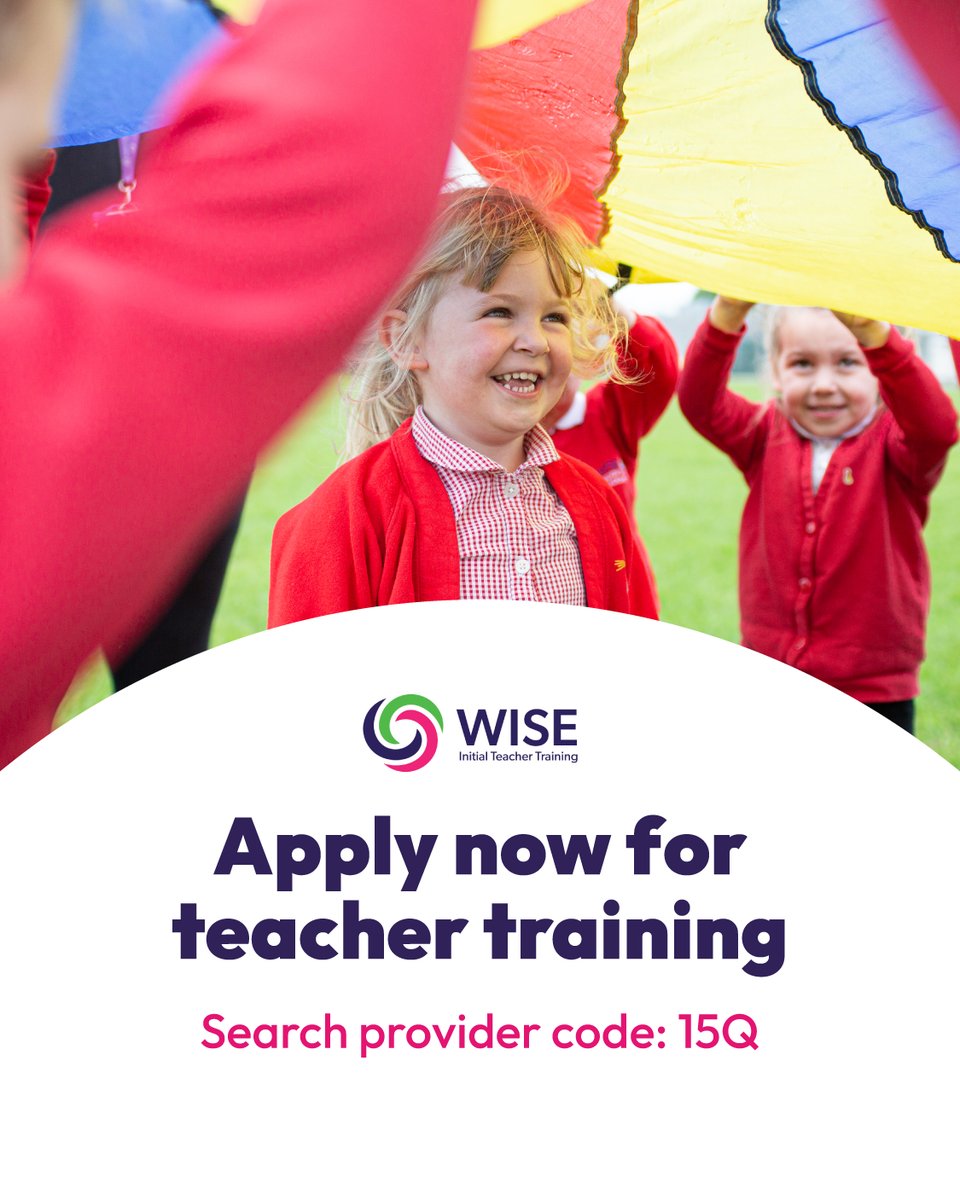 Applications for teacher training with WISE ITT in partnership with <a href="/NorthumbriaUni/">Northumbria Uni</a> are open! 📚

Ready to take the next step towards a career in teaching? Find us using code 15Q and apply today: gov.uk/apply-for-teac…

#trainwithWISEITT #teachertraining