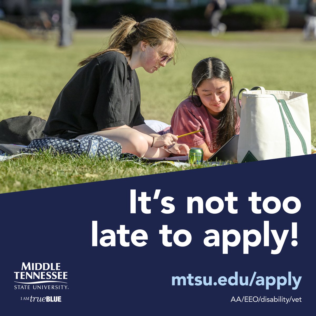 It's not to late to apply to #MTSU! Submit your application now: bit.ly/mtsuitsnottool… #findYOURblue #trueBLUE
