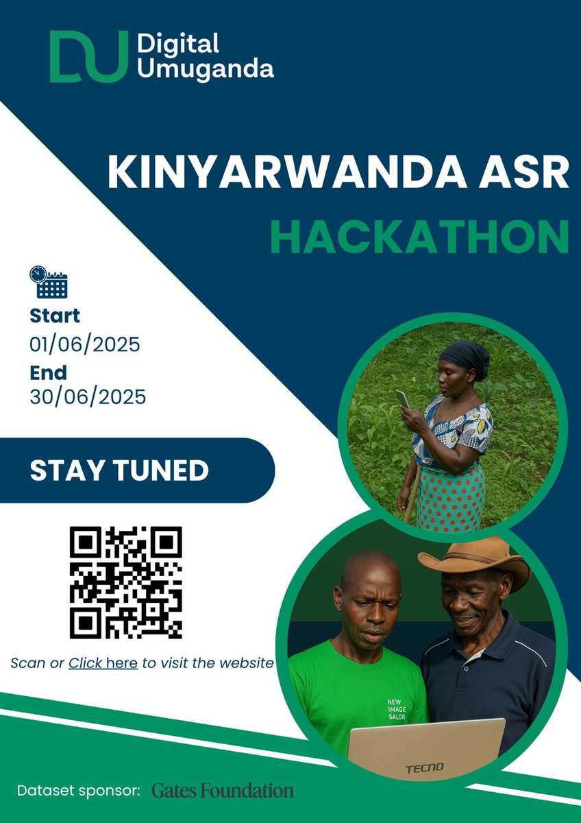 🚨 New Kaggle Challenge Alert - Kinyarwanda ASR! 🚨
We're thrilled to announce the launch of the Kinyarwanda ASR Kaggle Competition! 🎉

📅 Dates: June 1 – June 30, 2025

👉 For more information: [digital-umuganda.github.io/kasr_hackathon/]
<a href="/n_audace/">Audace.n</a> <a href="/SRutunda/">Samuel R.</a> <a href="/DigiCenterRW/">Digital Transformation Center Rwanda</a> <a href="/NlpMbaza/">Mbaza-NLP</a> <a href="/MasakhaneNLP/">Masakhane</a>