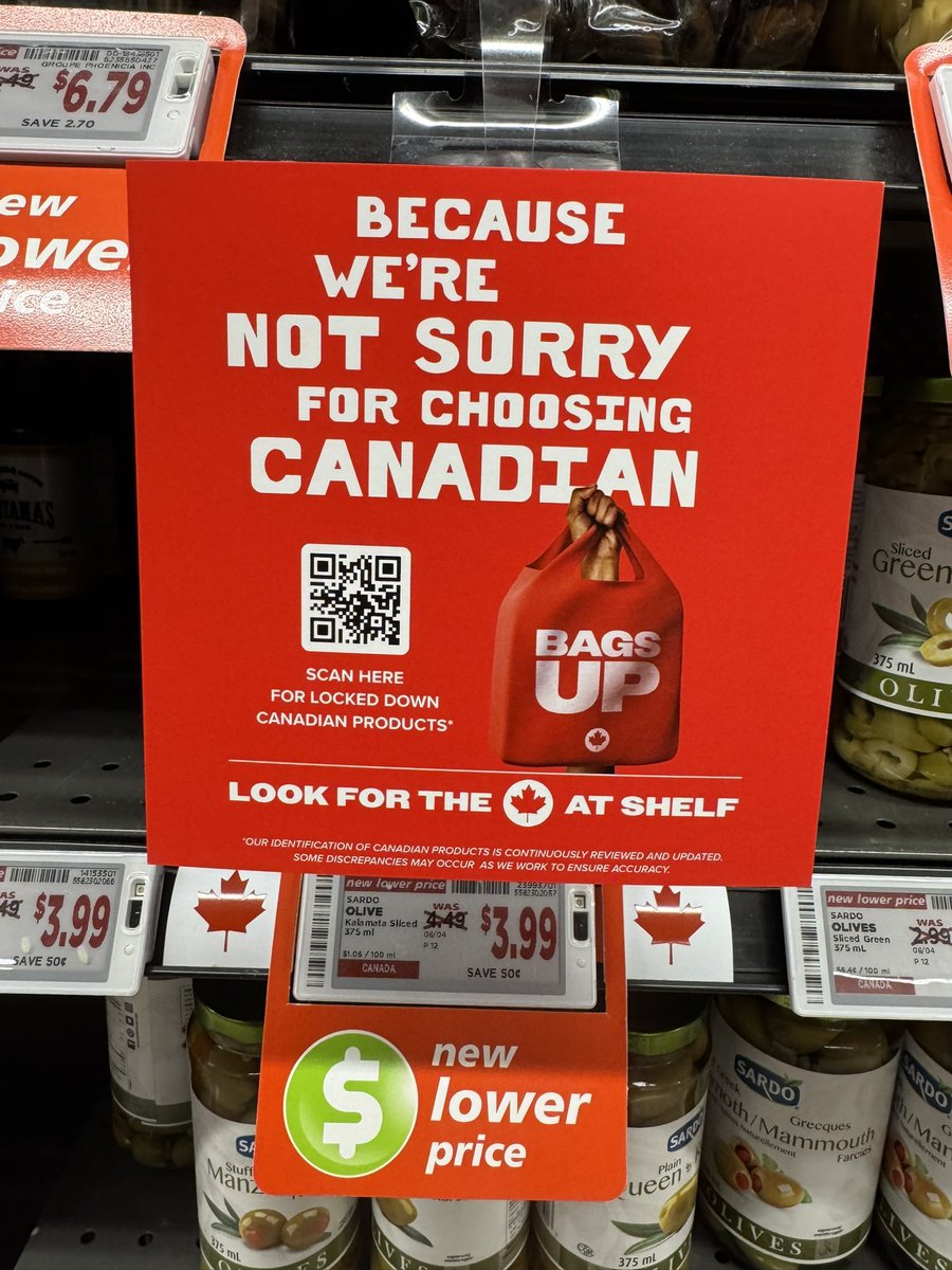 I took this photo.
It was taken at a local Metro.
The signs were being posted by an Indian.
The store is overrun by Indians and LMIA.
The store's employees are being replaced.
They play up buying Canadian but only hire Indians.
Don't be Metro.
I walked out.