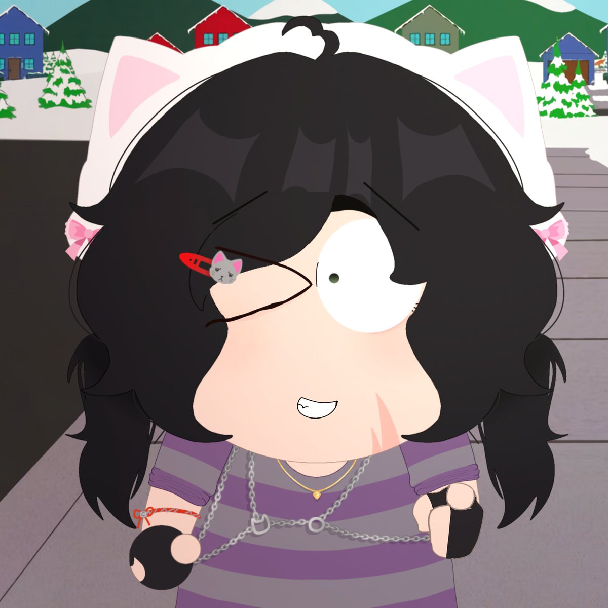 LiahSCat's tweet photo. "Gosh yeah! And I cant keep them... Ive been trying to get people to adopt them but they always end up running away- maybe im too much..."

*She said, before winking and pointing at him* "WHICH is why with you maybe we can fix that!"

"... You get it right? Like- you do the talk" https://t.co/c2pp98XzD4