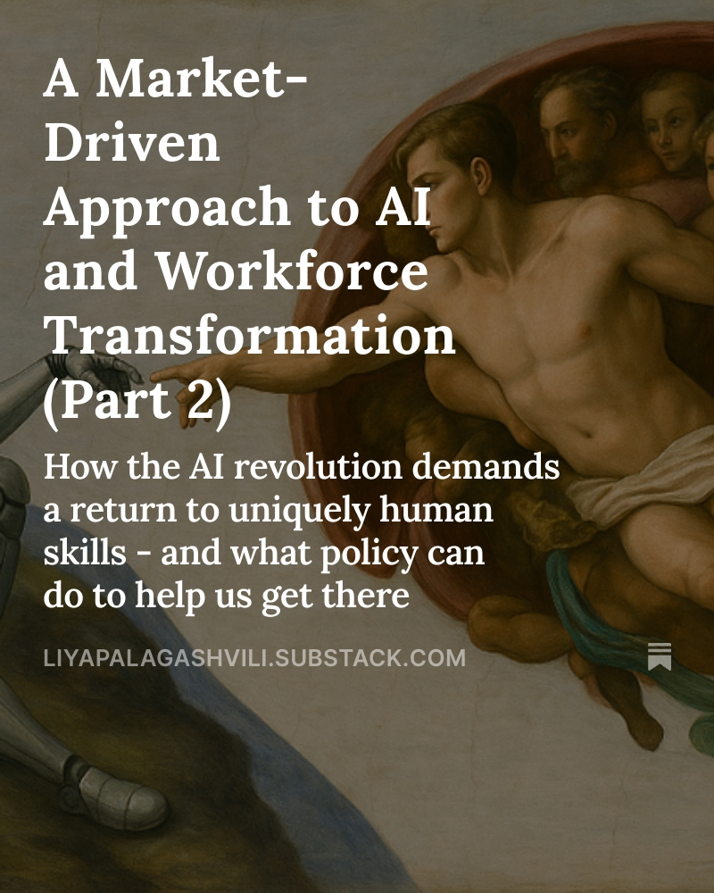 Liya Palagashvili (@missliyap) on Twitter photo The future of work isn’t just about adapting to machines—it’s about rediscovering what only humans can do.
In Part II of our AI & labor series, <a href="/R_Sharfuddin_/">Revana Sharfuddin</a> explores how we can build a more connected, resilient, and human-centered economy.
🔗liyapalagashvili.substack.com/p/a-market-dri… The future of work isn’t just about adapting to machines—it’s about rediscovering what only humans can do.
In Part II of our AI & labor series, <a href="/R_Sharfuddin_/">Revana Sharfuddin</a> explores how we can build a more connected, resilient, and human-centered economy.
🔗liyapalagashvili.substack.com/p/a-market-dri…