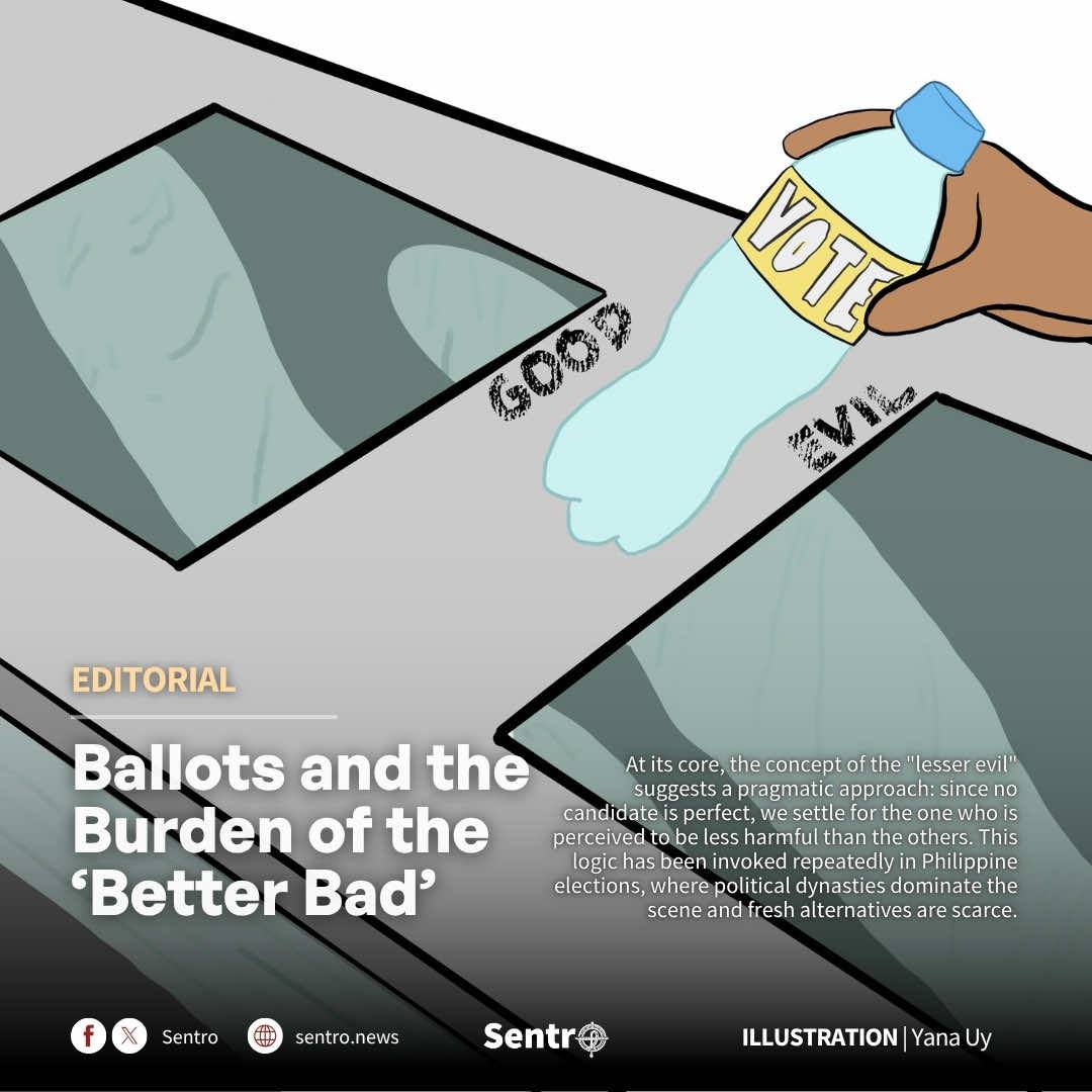 SentroNews's tweet photo. When we repeatedly accept candidates who are "less bad" rather than genuinely good, it signals to the political establishment that the electorate is willing to tolerate subpar leadership. https://t.co/ml2iHhllSc