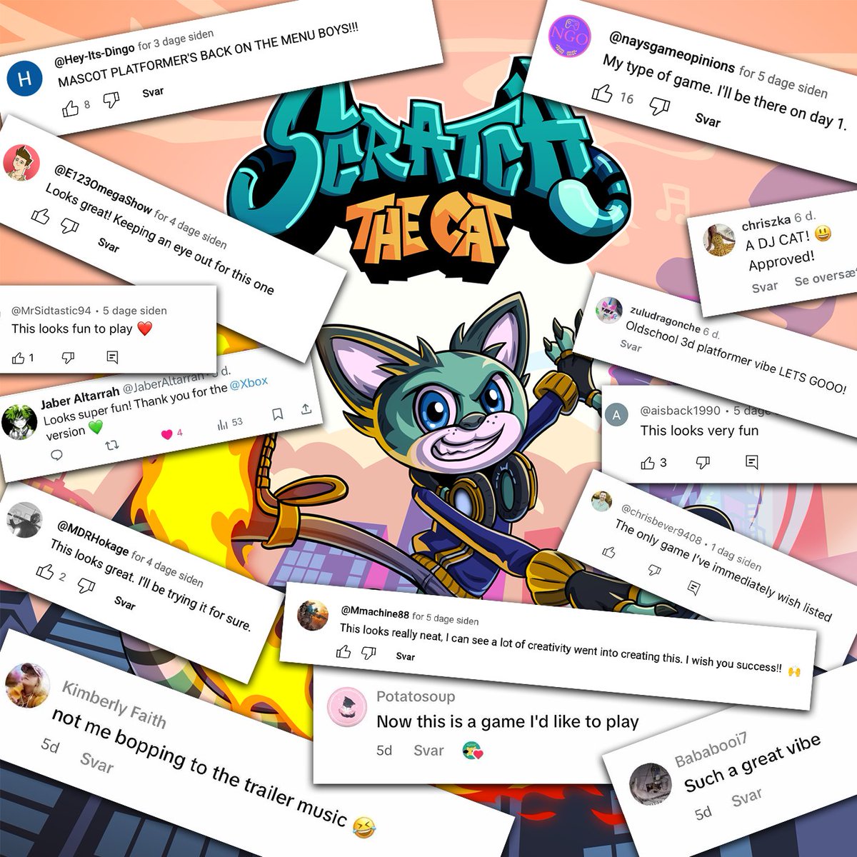 "Oldschool 3d platformer vibe LETS GOOO!" 
"MASCOT PLATFORMER’S BACK ON THE MENU BOYS!!!" 
"The only game I’ve immediately wishlisted."

These are just some of the comments we’ve gotten from our announcement of #ScratchTheCatGame last week. This thread is a small retrospective🧵