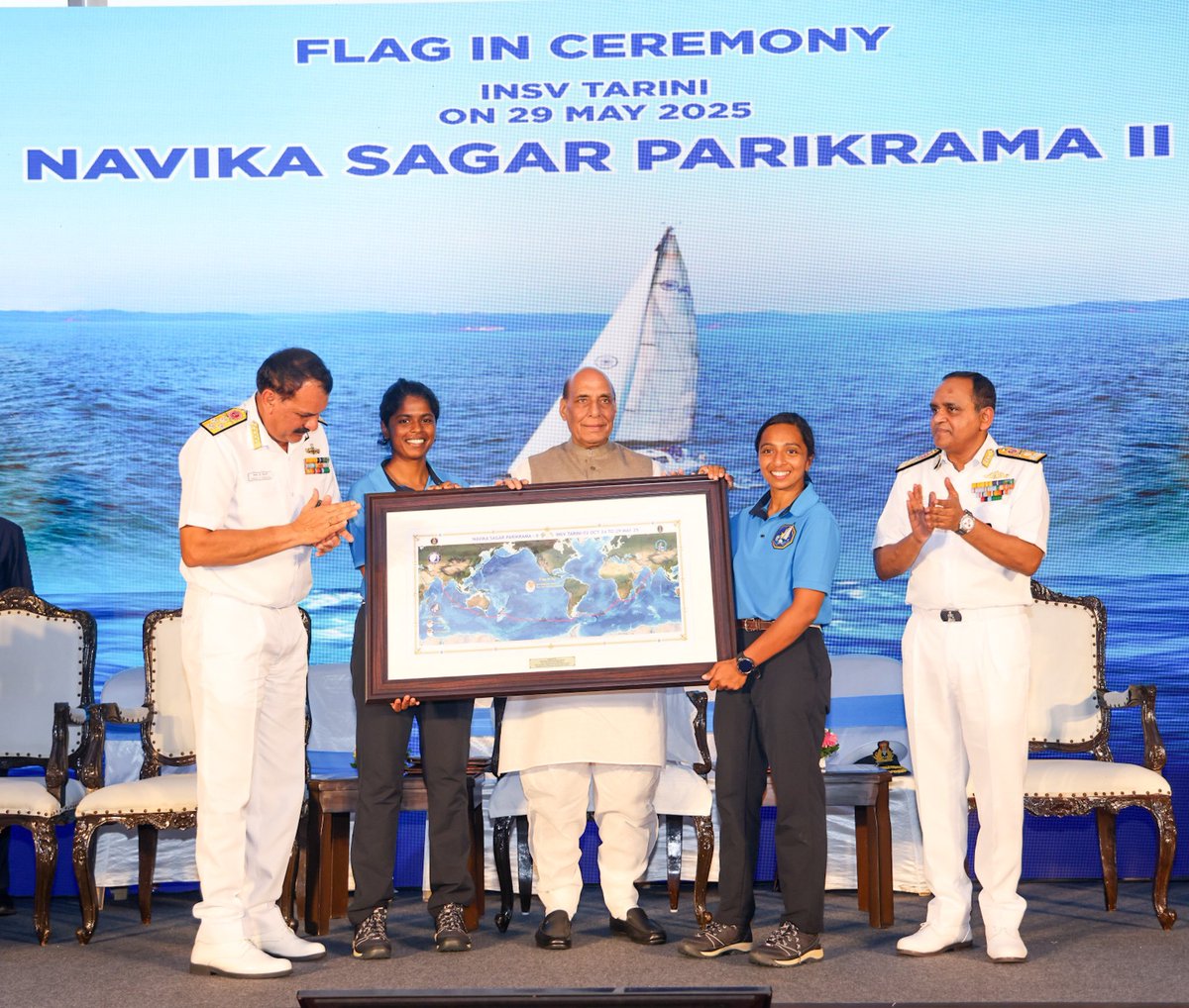Lieutenant Commanders Roopa A and Dilna K are back after 238 days at sea! 

Tarini’s crew braved rough seas and extreme weather, rounding the three great capes and sailing 25,400 nautical miles to circumnavigate the globe in 8 months.

Amazing stuff!

#NavikaSagarParikrama_II
